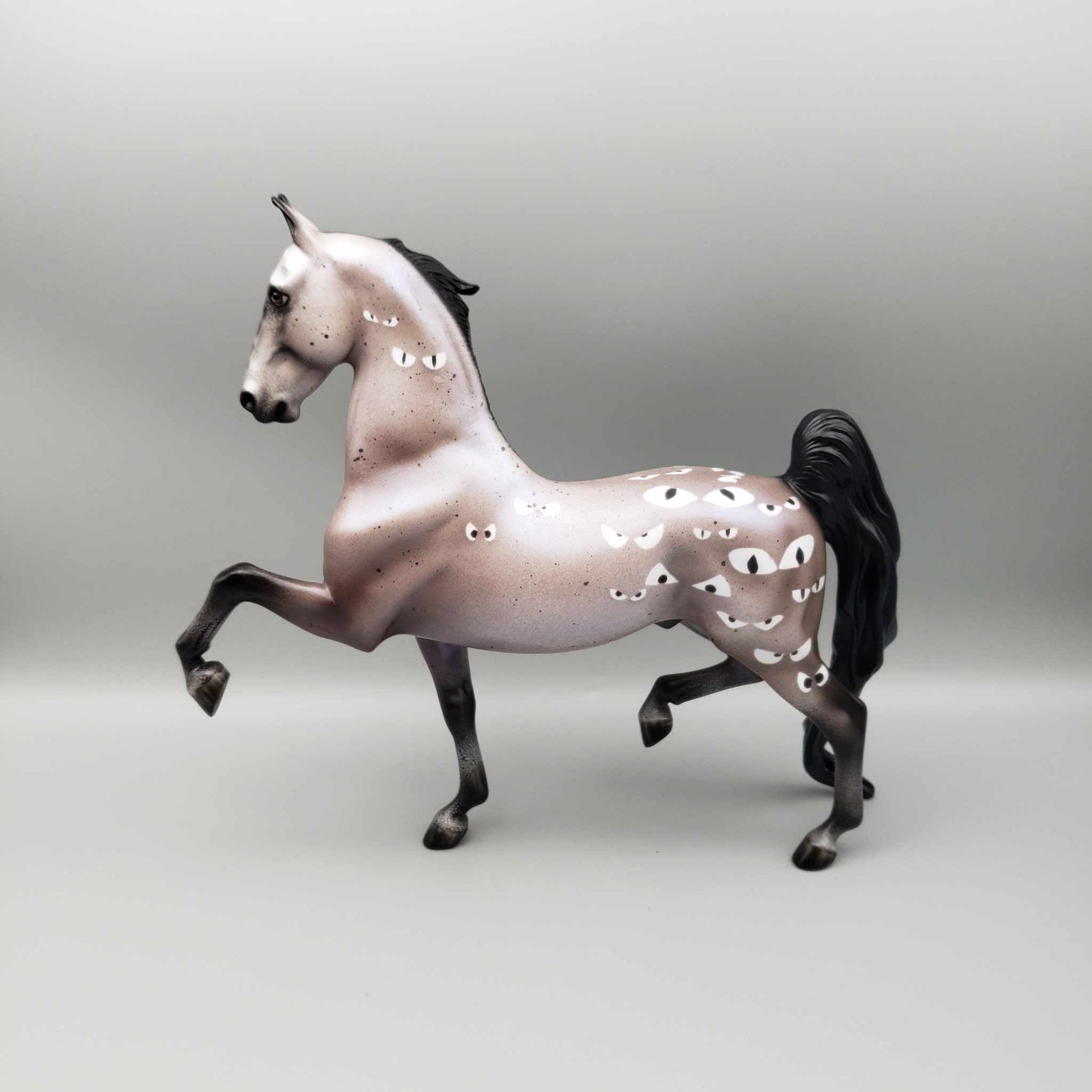 Watch OOAK Halloween Deco Bay Roan Eyepaloosa W/Red Blacklight EyesSaddlebred By Ellen Robbins Moonlight Madness 2023 MM23