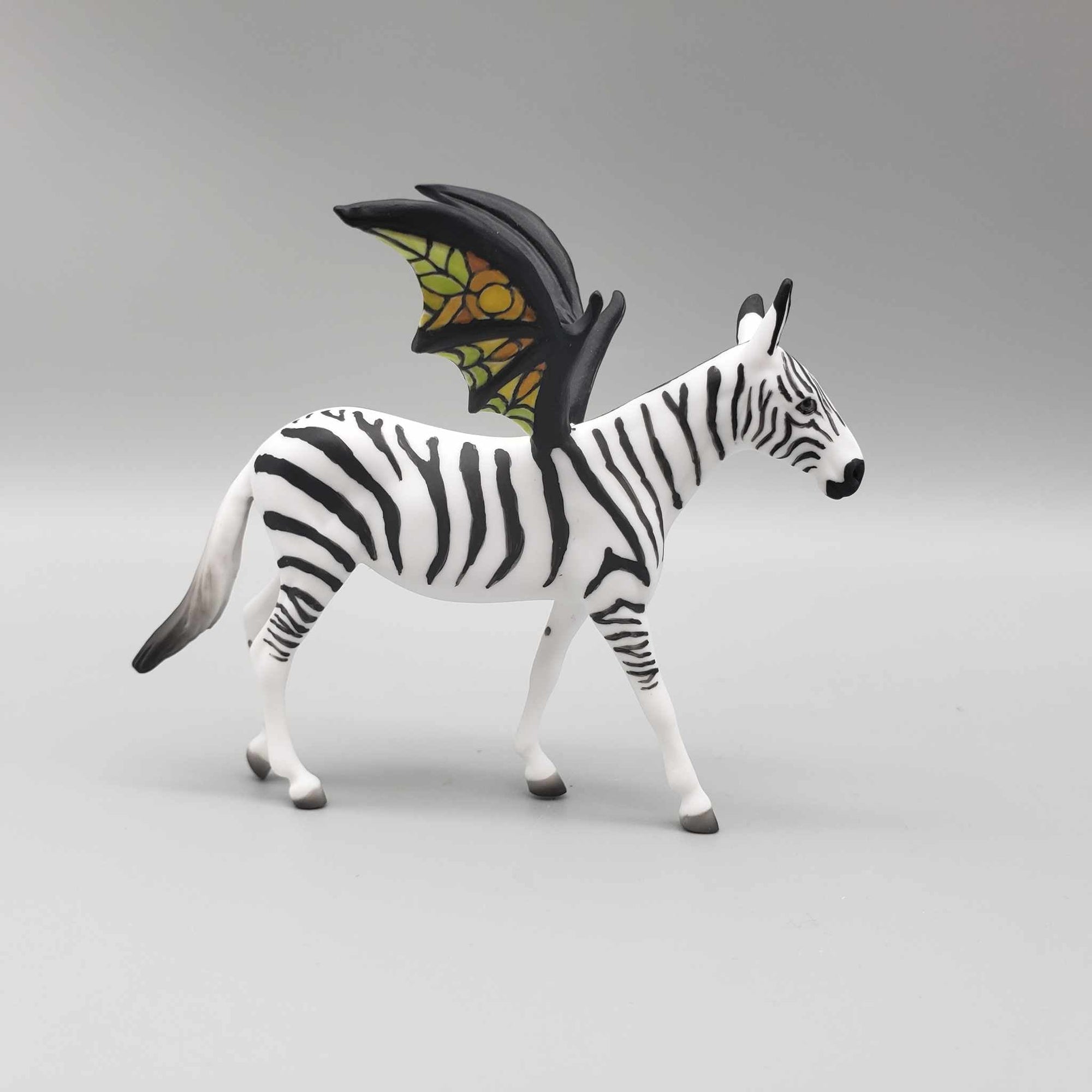 Baroque OOAK Deco Zebra w/ Stainglass Design Batwing Mule Chip By Jess Hamill Moonlight Madness 2023 MM23