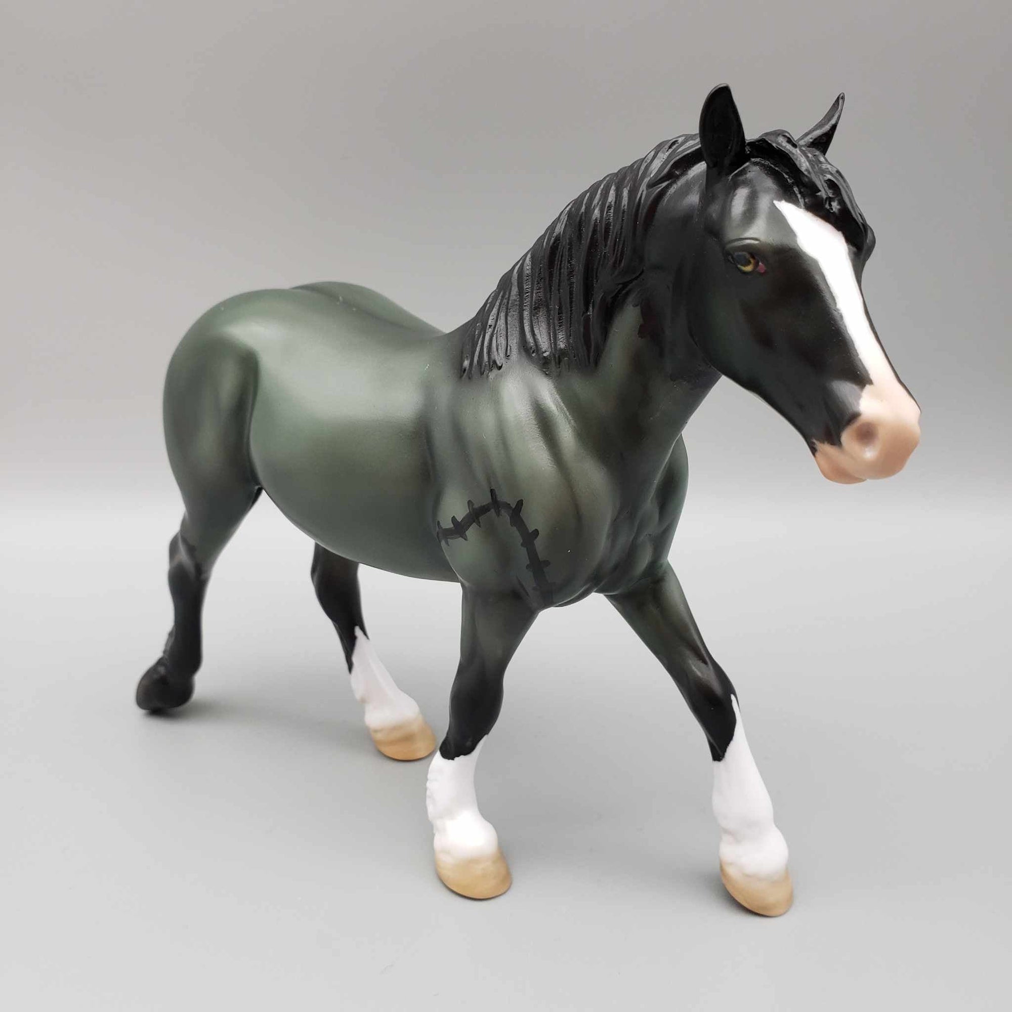 Witchful Thinking OOAK Halloween Deco Green w/Black Stiching Draft Pebble By Angela Marleau Moonlight Madness 2023 MM23