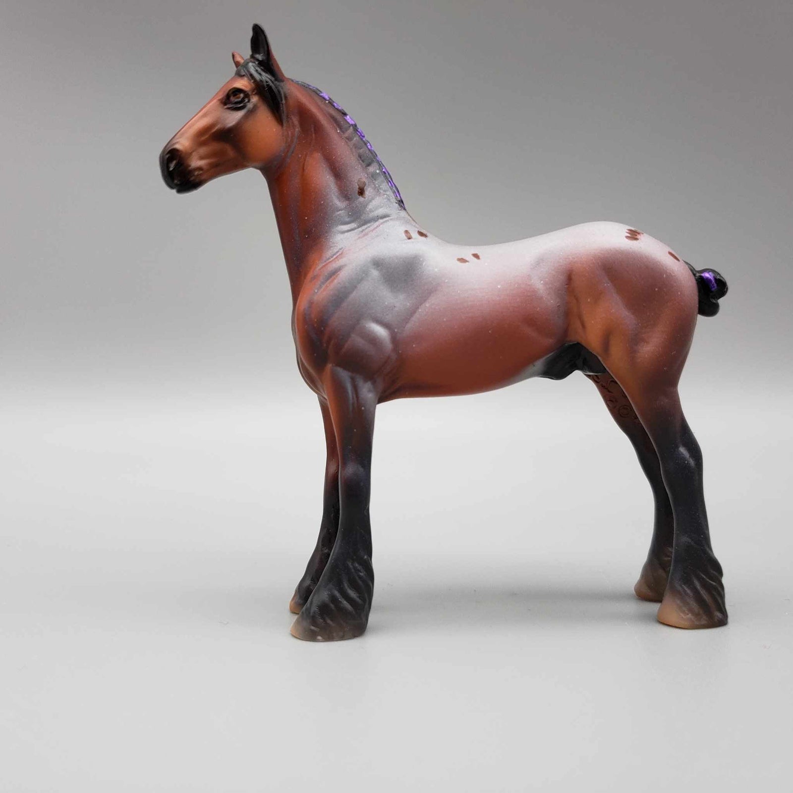 Gael OOAK Bay Roan Appaloosa Few Spots W/Purple Ribbon Draft Chip By Dawn Quick Moonlight Madness 2023 MM23