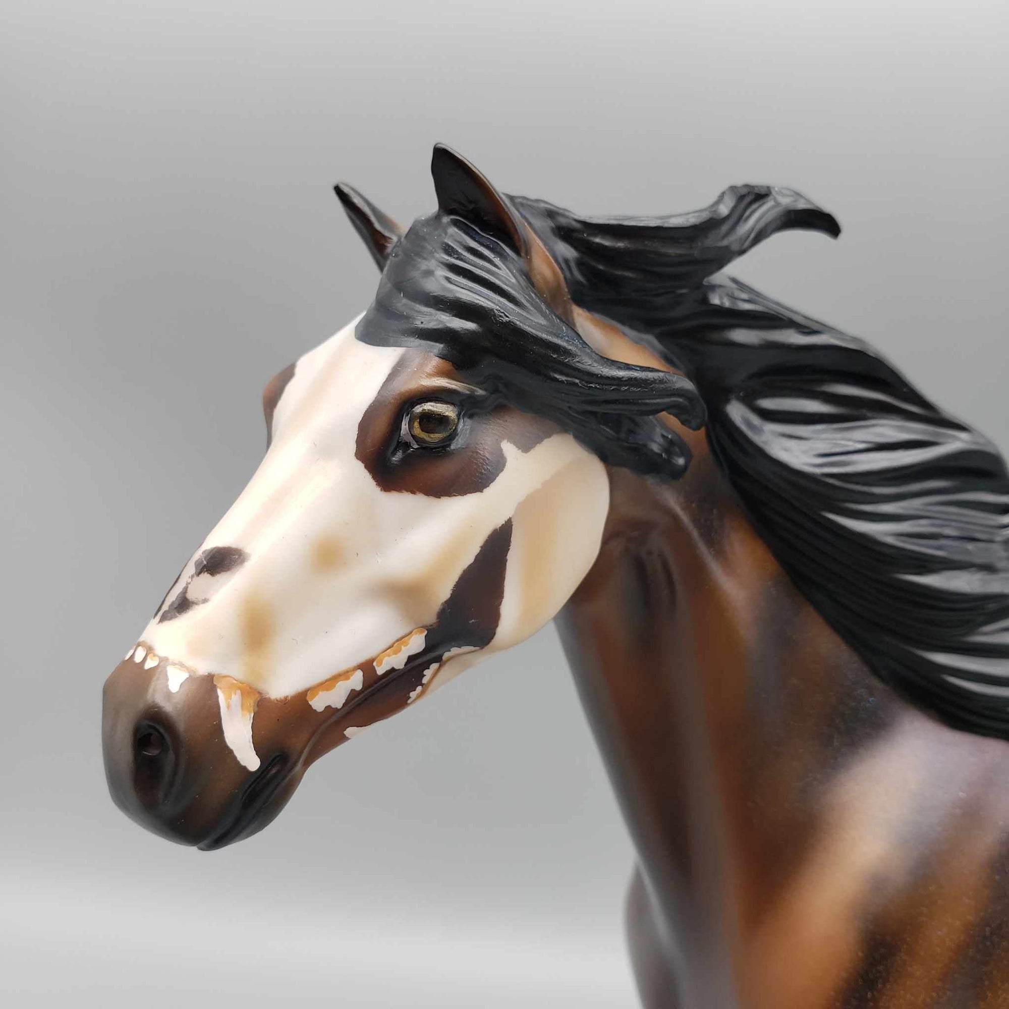 Hunter At Night OOAK Halloween Deco Holographic Striped Bay w/ Siberian Tiger Skull By Ellen Robins Moonlight Madness 2023 MM23