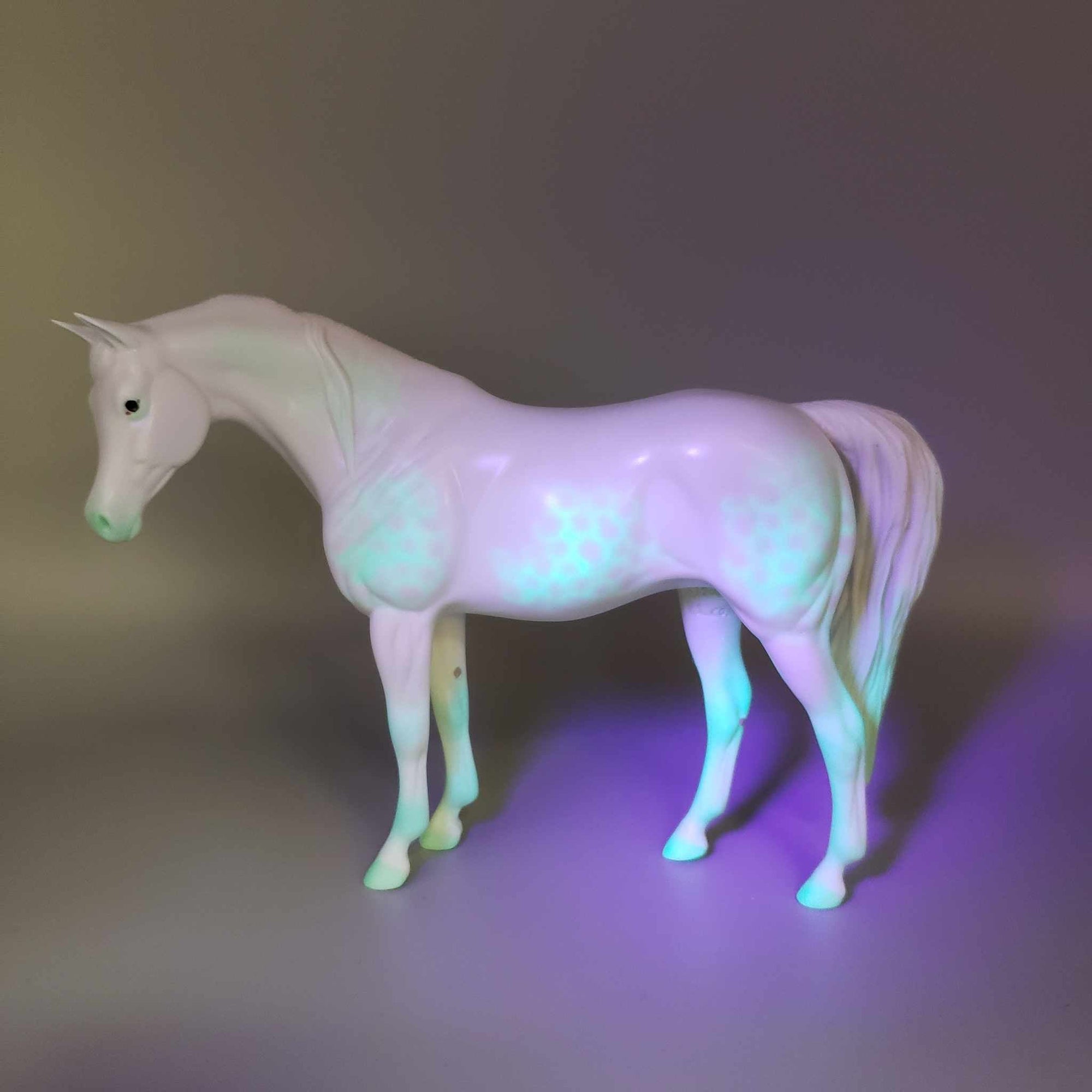 Spook OOAK Halloween Deco Dappled Green Going Gray W/ Blacklight Arabian Pebble By Ellen Robbins Moonlight Madness 2023 MM23