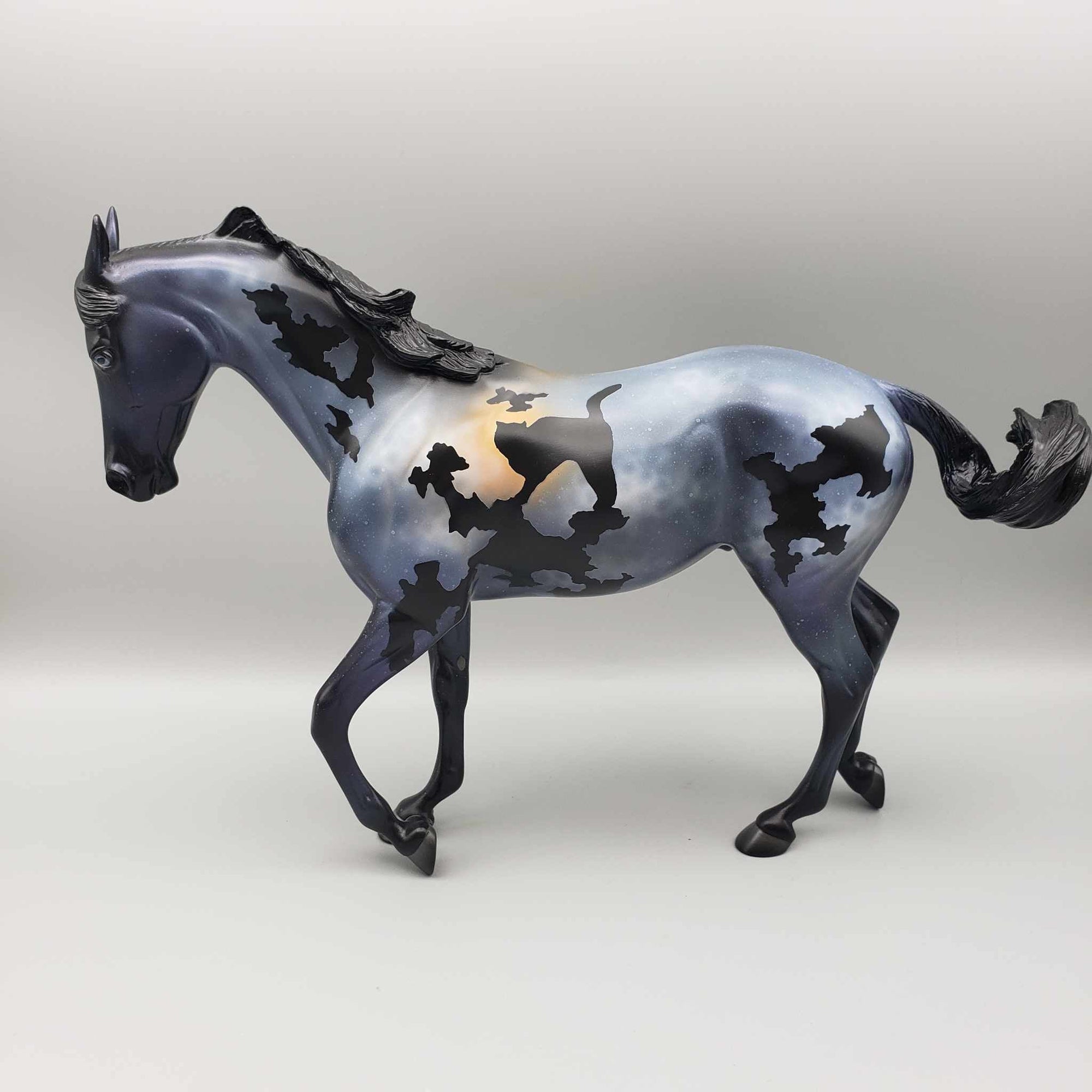Insomnia OOAK Halloween Deco Dappled Blue Roan "Night Sky Cats" Thoroughbred  By Jess Hamill Moonlight Madness 2023 MM23