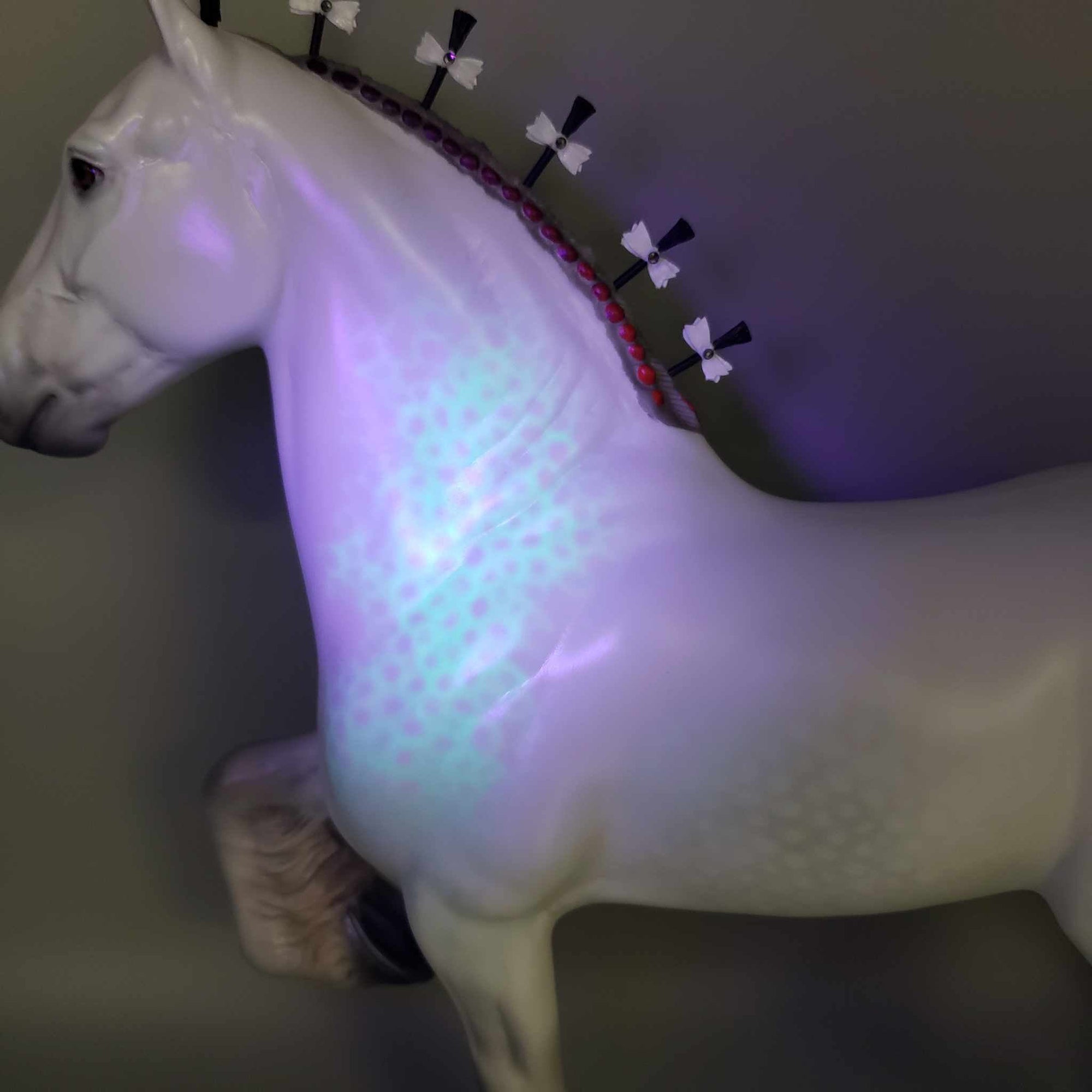 Catfalque OOAK Dappled Grey Trotting Drafter Black Light Reactive By Ellen Robbins BEST OFFER Moonlight Madness 2023 MM23