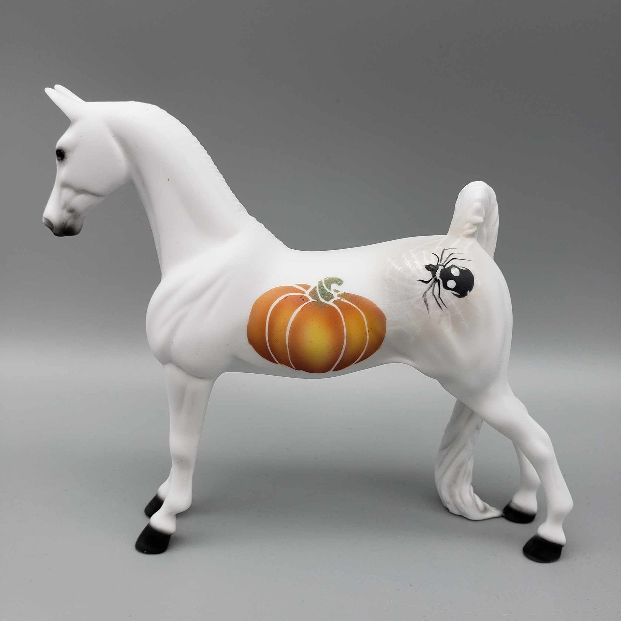 Pumpkin and Friend OOAK Pumpkin and Skull Spider Deco Saddlebred Pebble By Dawn Quick Moonlight Madness 2023 MM23