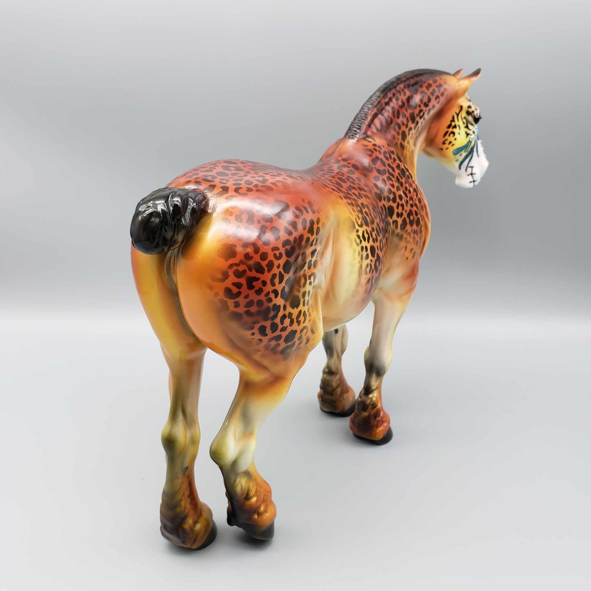 Stay Wild OOAK Leopard Print Deco Heavy Draft Sugar Skull By Dawn Quick Facebook Auction MM23