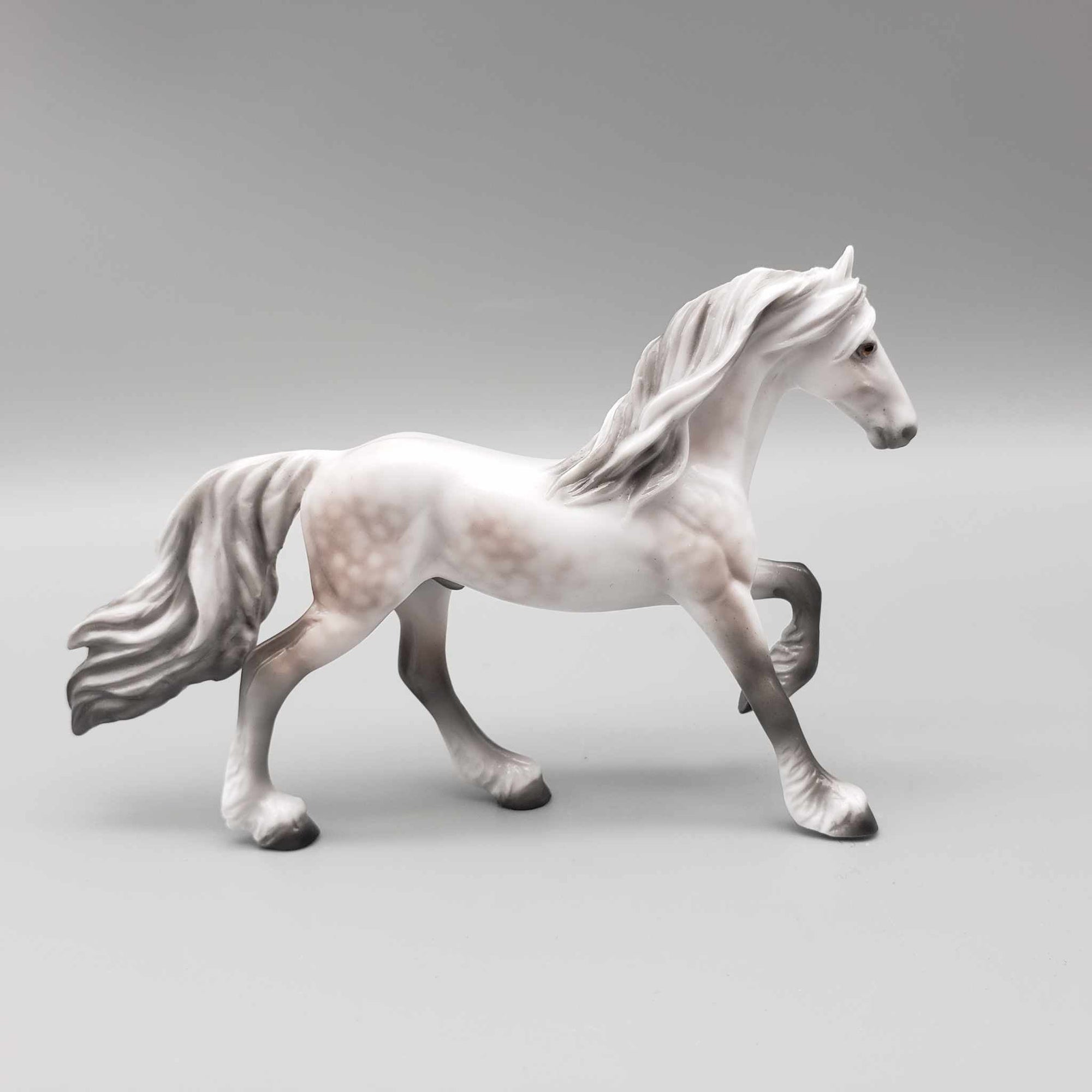 Ghost Of A Rose OOAK Deco Dappled Rose Gray Blacklight Reactive Friesian Chip By Ellen Robbins Moonlight Madness 2023 MM23