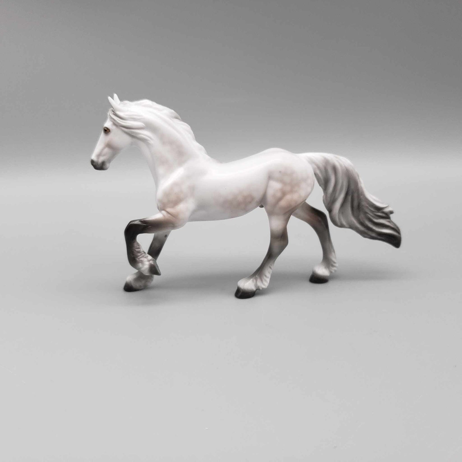 Ghost Of A Rose OOAK Deco Dappled Rose Gray Blacklight Reactive Friesian Chip By Ellen Robbins Moonlight Madness 2023 MM23