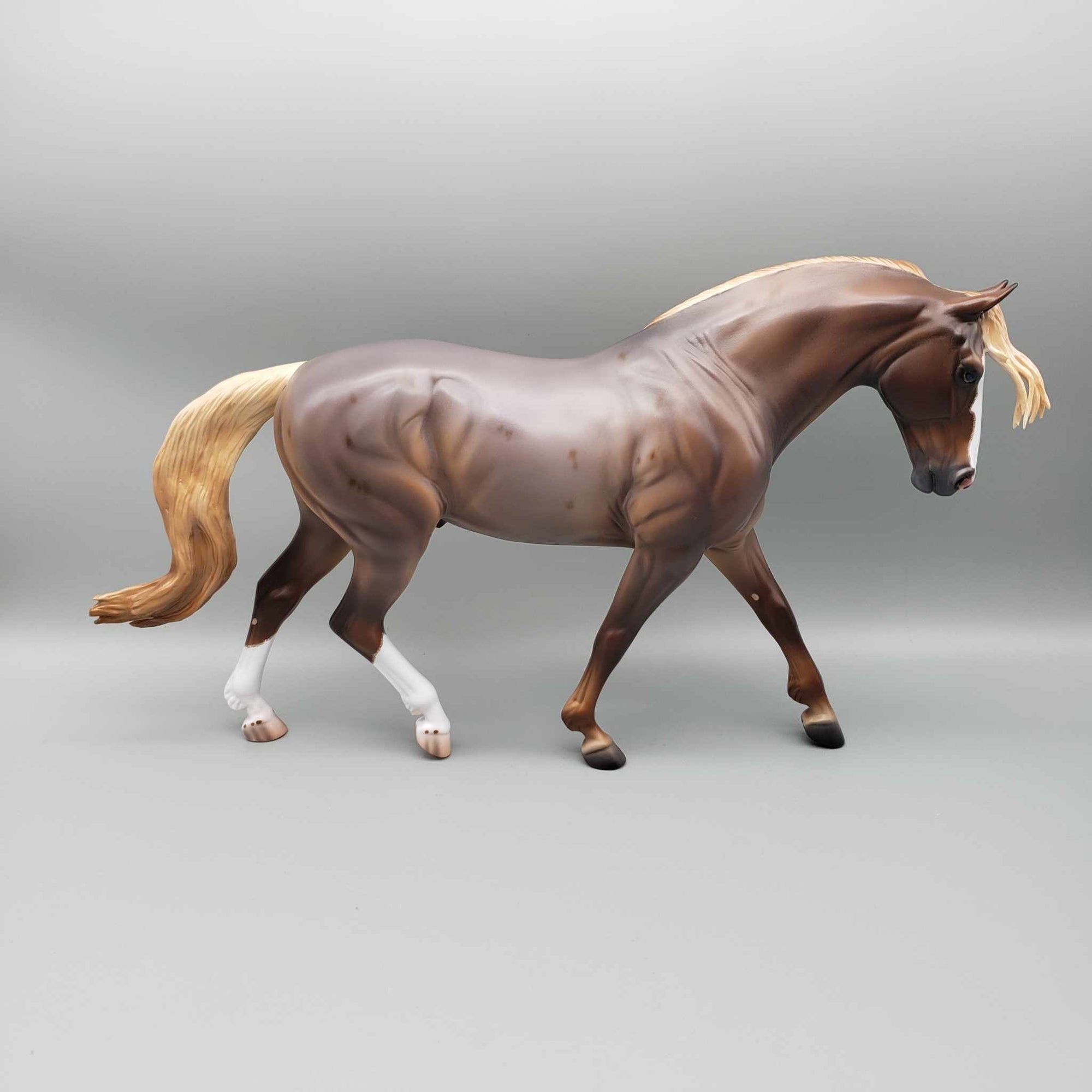 Lancer OOAK Red Roan with Corn Spots Irish Draft By Caroline Boydston Best Offer 12/18/23