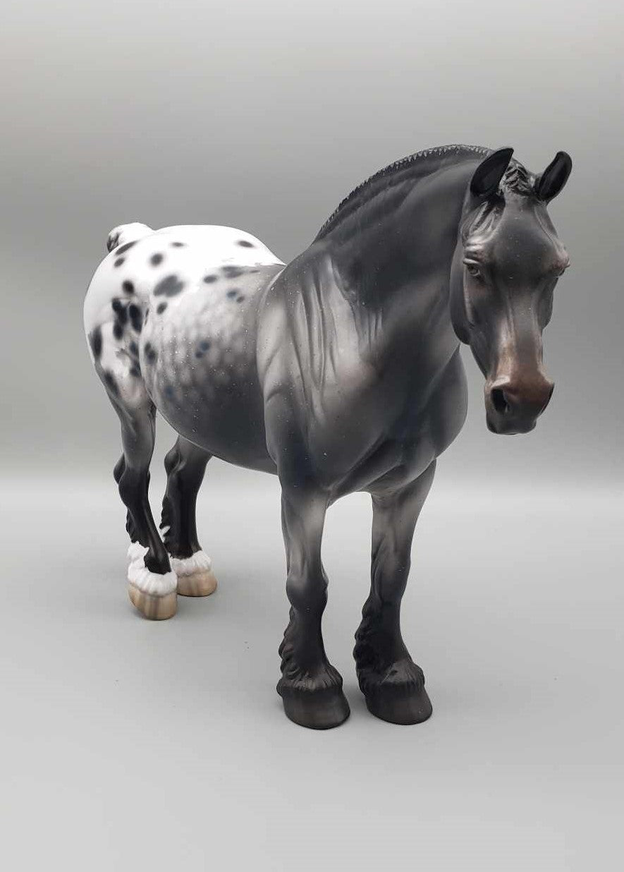 Night Bells OOAK Dappled Black Appaloosa Heavy Draft By Jess Hamill Holiday Sale HS23