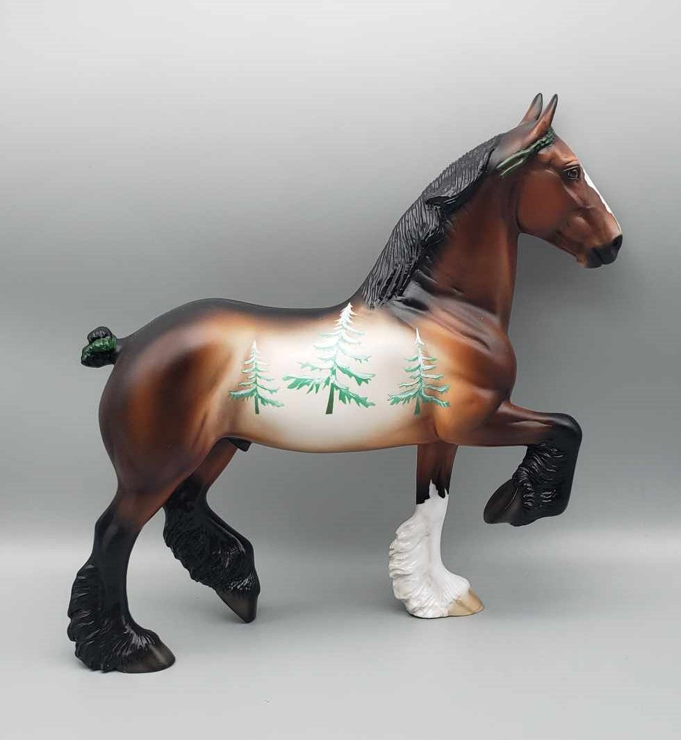 Frosted Boughs OOAK Bay Deco w/ Snow Capped Pine Trees Trotting Draft By Angela Marleau Holiday Sale HS23