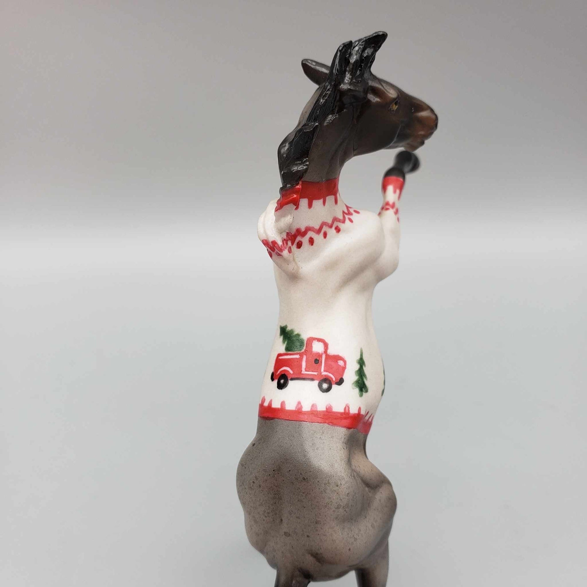 Red Truck Sweater OOAK Deco Blue Roan W/ Red Truck Sweater Rearing Chip By Jess Hamill Holiday Sale HS23