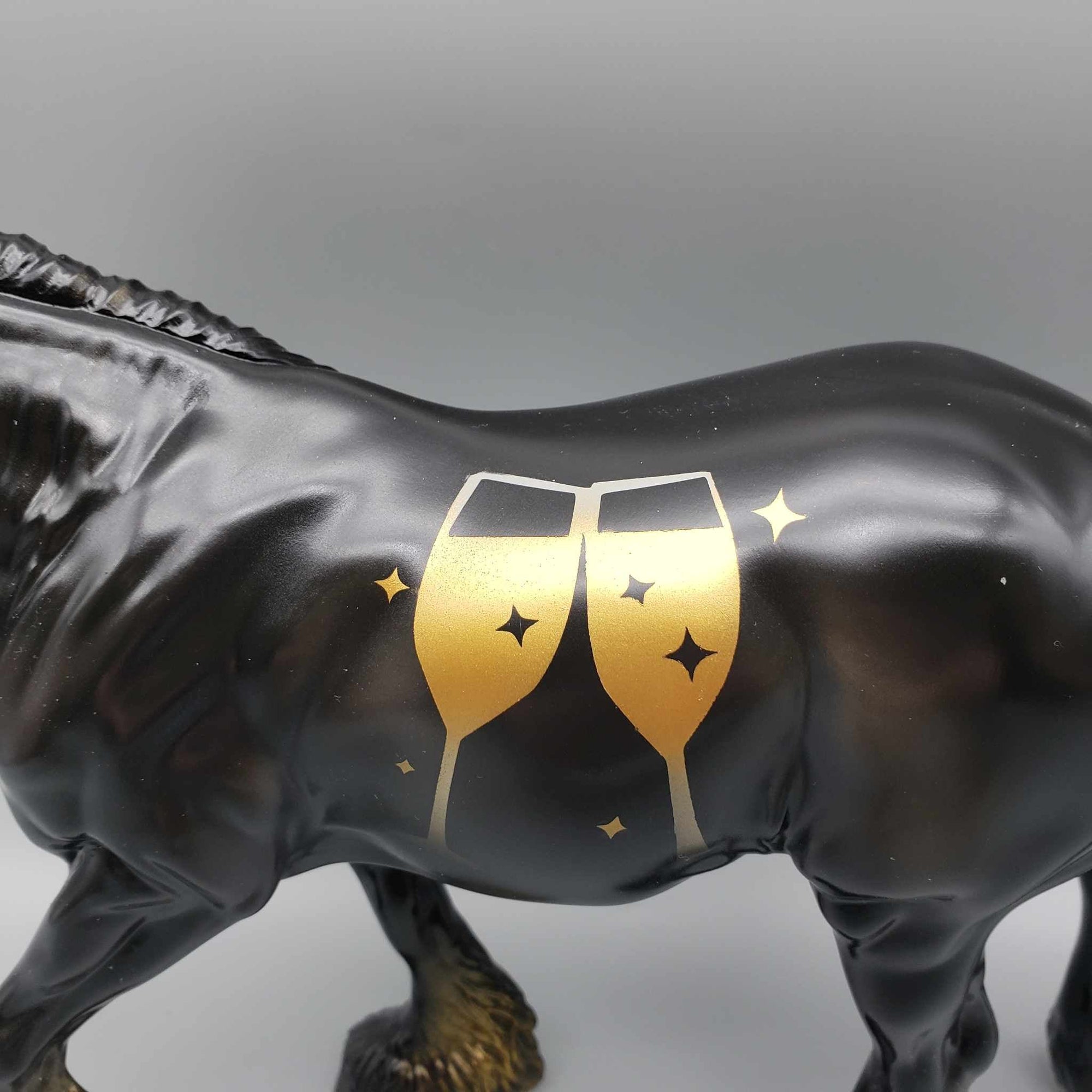 Midnight Toast OOAK Black and Gold Deco Irish Cob By Angela Marleau New Year Sales Collection NY23