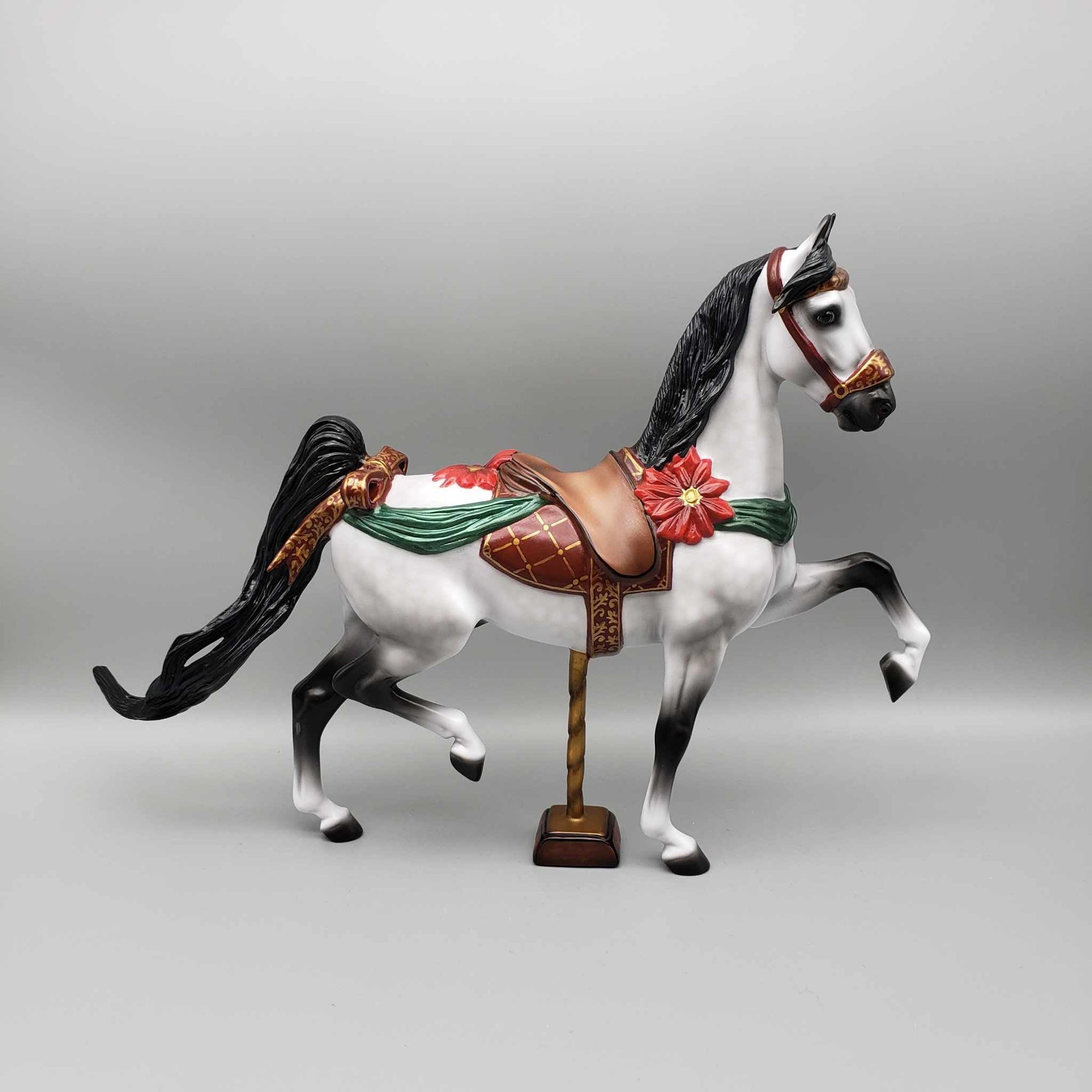 Wishmaker OOAK Dapple Grey Saddlebred Customized to Christmas Carousel Horse By Jess Hamill Holiday Best Offers 12/11/23