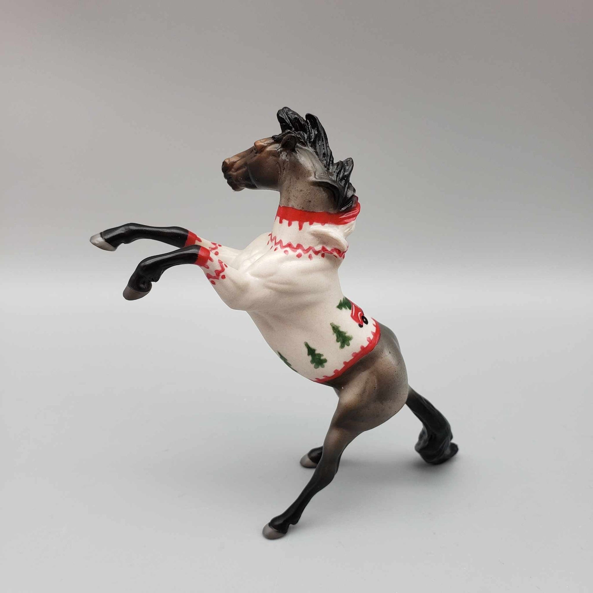 Red Truck Sweater OOAK Deco Blue Roan W/ Red Truck Sweater Rearing Chip By Jess Hamill Holiday Sale HS23