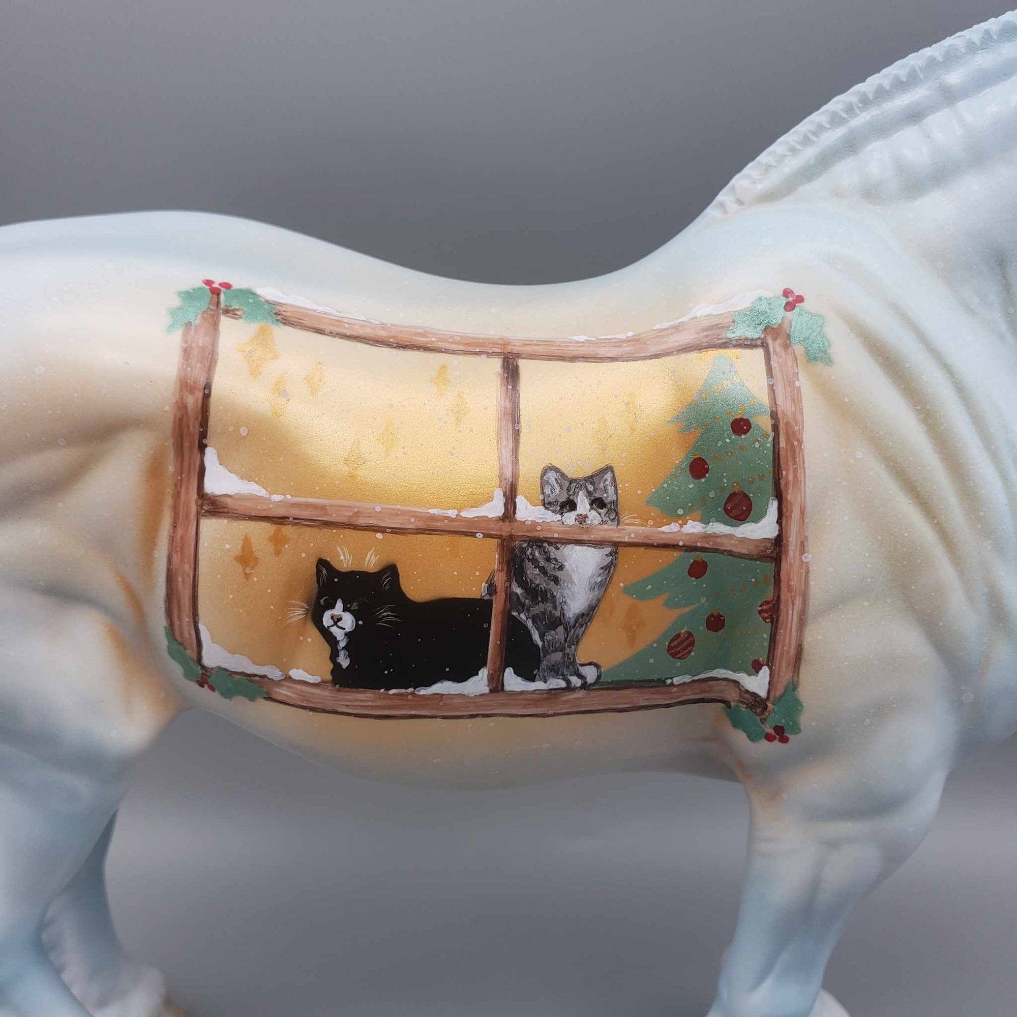 Wisker Wonderland OOAK  Light Blue Deco W/ Cats in Window Draft By Jess Hamill Holiday Sale HS23