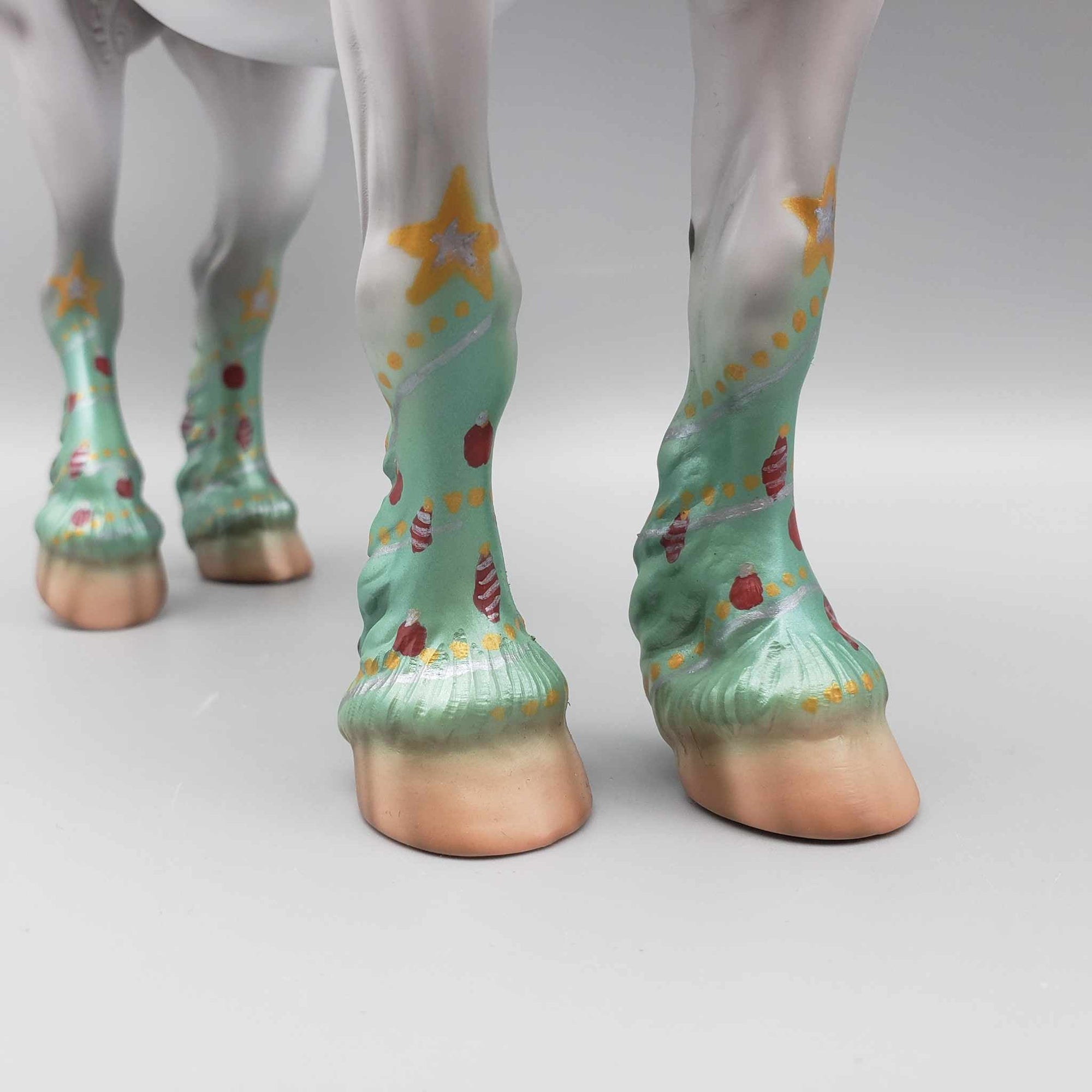 Joyful OOAK Dappled Gray Deco X-Mas Tree Socks Heavy Draft By Jess Hamill Holiday Sale HS23