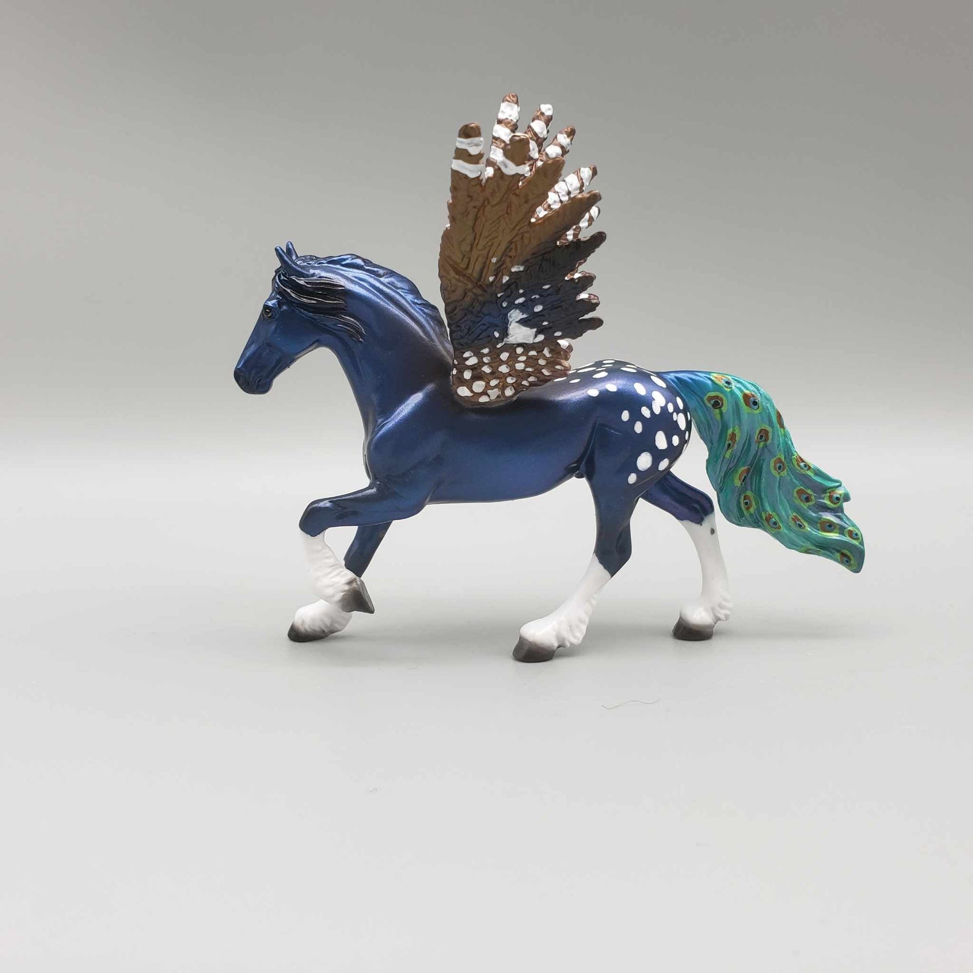 Ornament OOAK Deco Blue Appoaloosa Inspired By Peacock Winged Friesian Chip By Ellen Robbins Holiday Sale HS23 FACEBOOK AUCTION