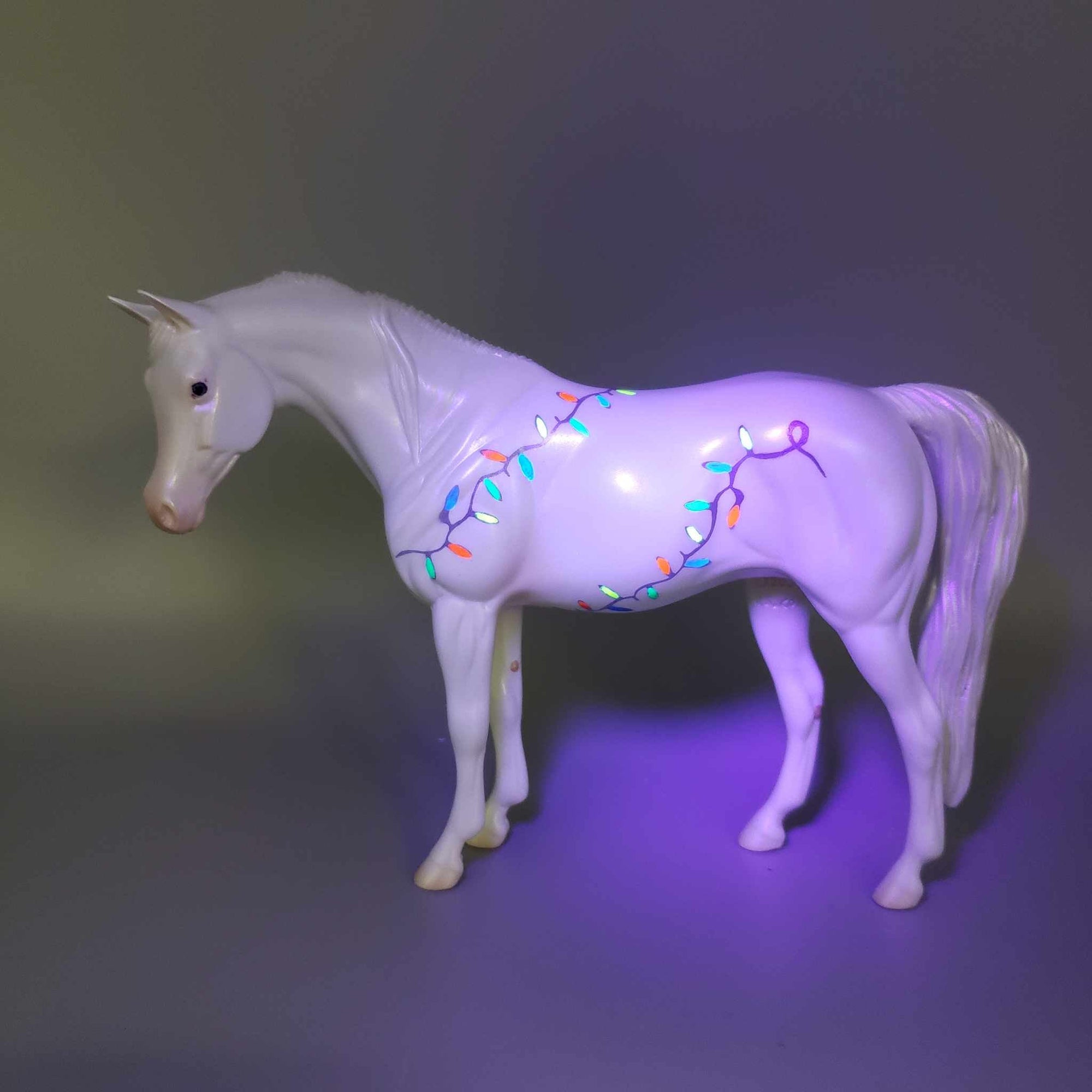 Twinkle Lights Series OOAK White Deco W/ Blacklight Reactive X-Mas Lights Arabian Pebble By Jess Hamill Holiday Sale HS23