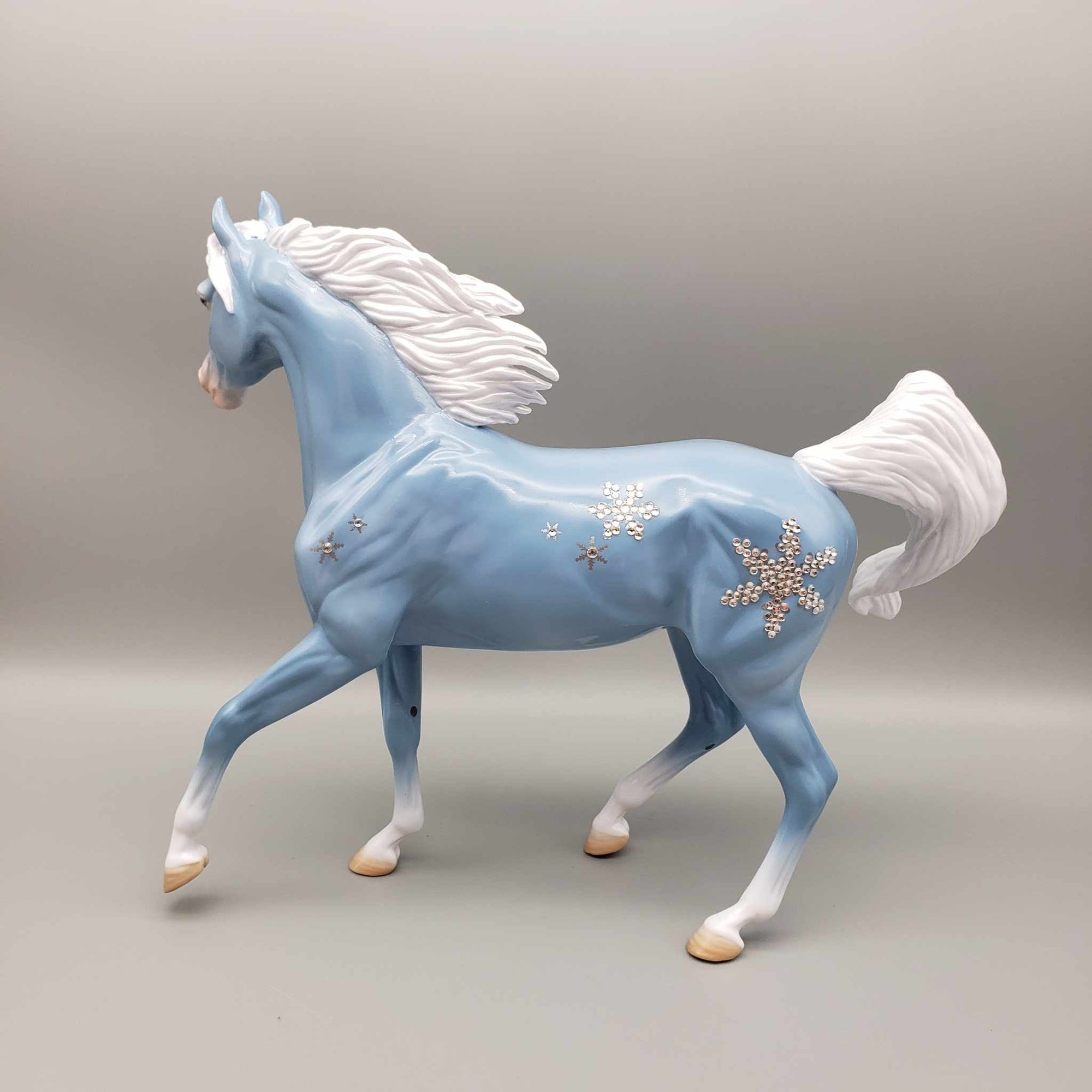 Crystal Blue Christmas OOAK Blue Deco Arab Mare with Pillow Holiday Sale HS23 Facebook Auction