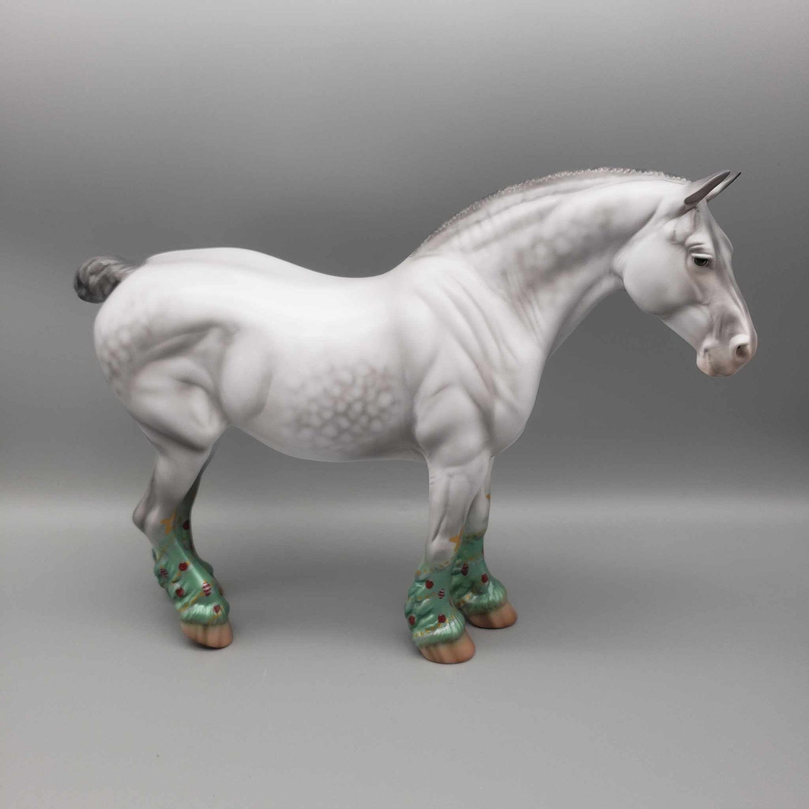 Joyful OOAK Dappled Gray Deco X-Mas Tree Socks Heavy Draft By Jess Hamill Holiday Sale HS23