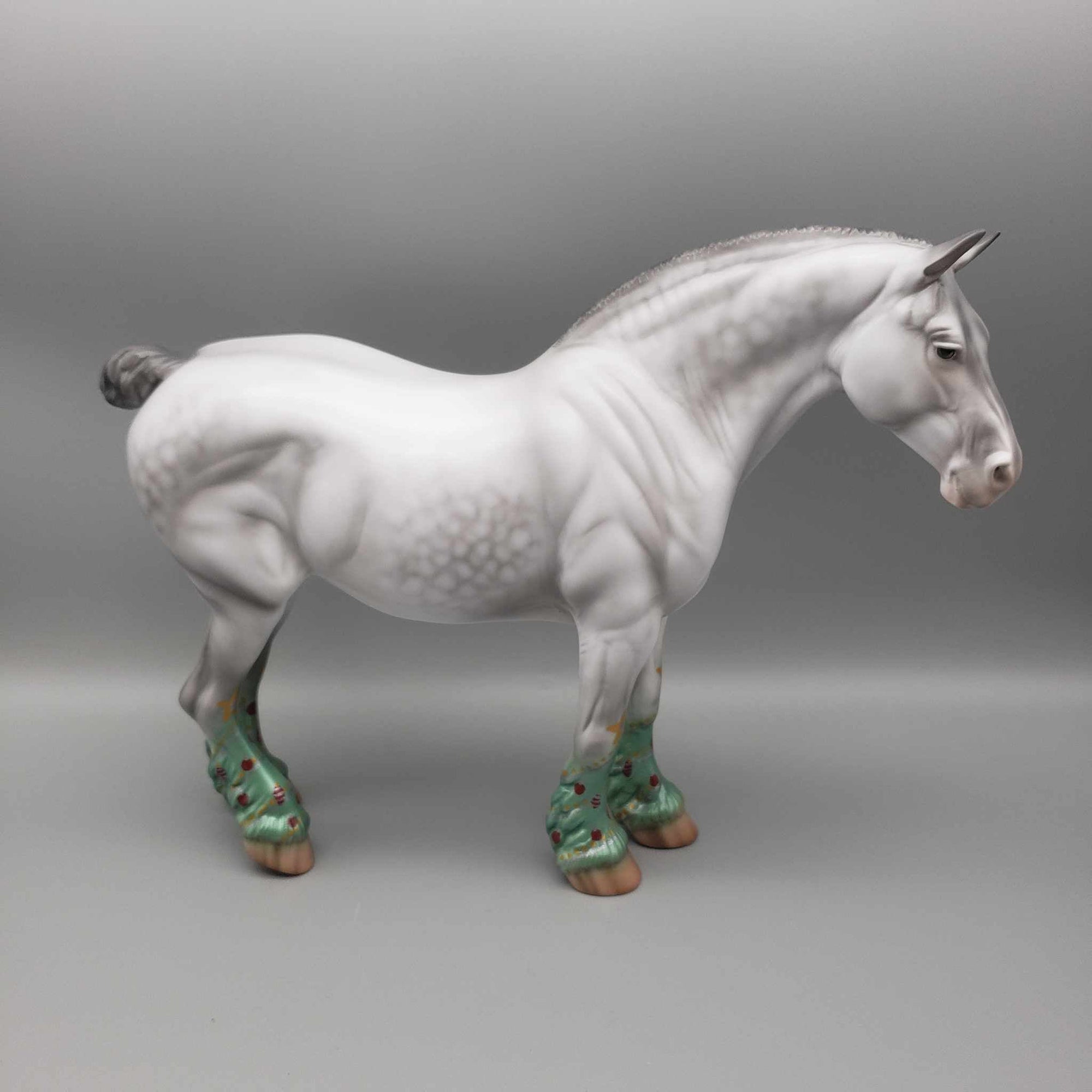 Joyful OOAK Dappled Gray Deco X-Mas Tree Socks Heavy Draft By Jess Hamill Holiday Sale HS23