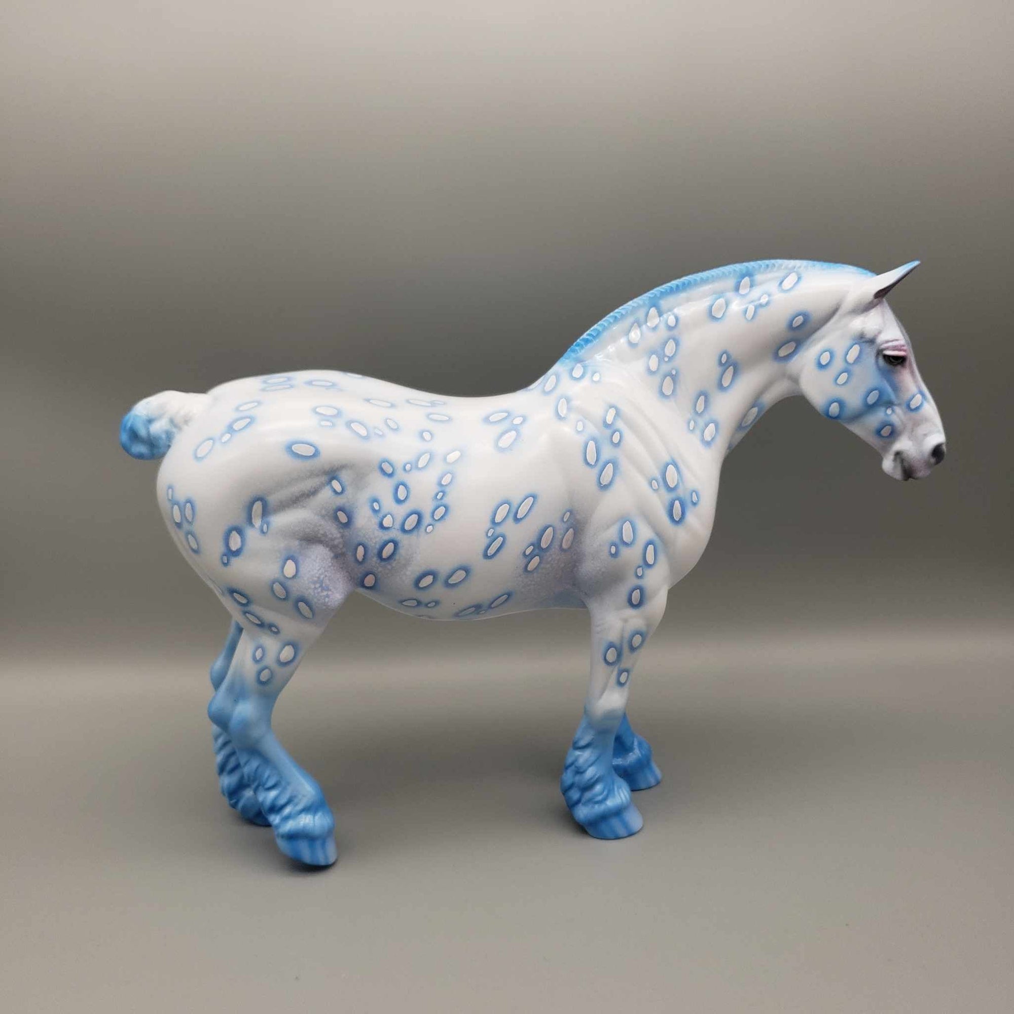 Winter OOAK Deco Blue Leopard Appaloosa Draft By Dawn Quick Holiday Sale HS23