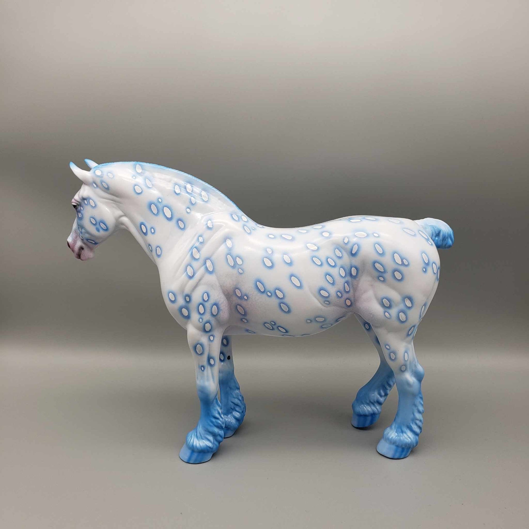 Winter OOAK Deco Blue Leopard Appaloosa Draft By Dawn Quick Holiday Sale HS23