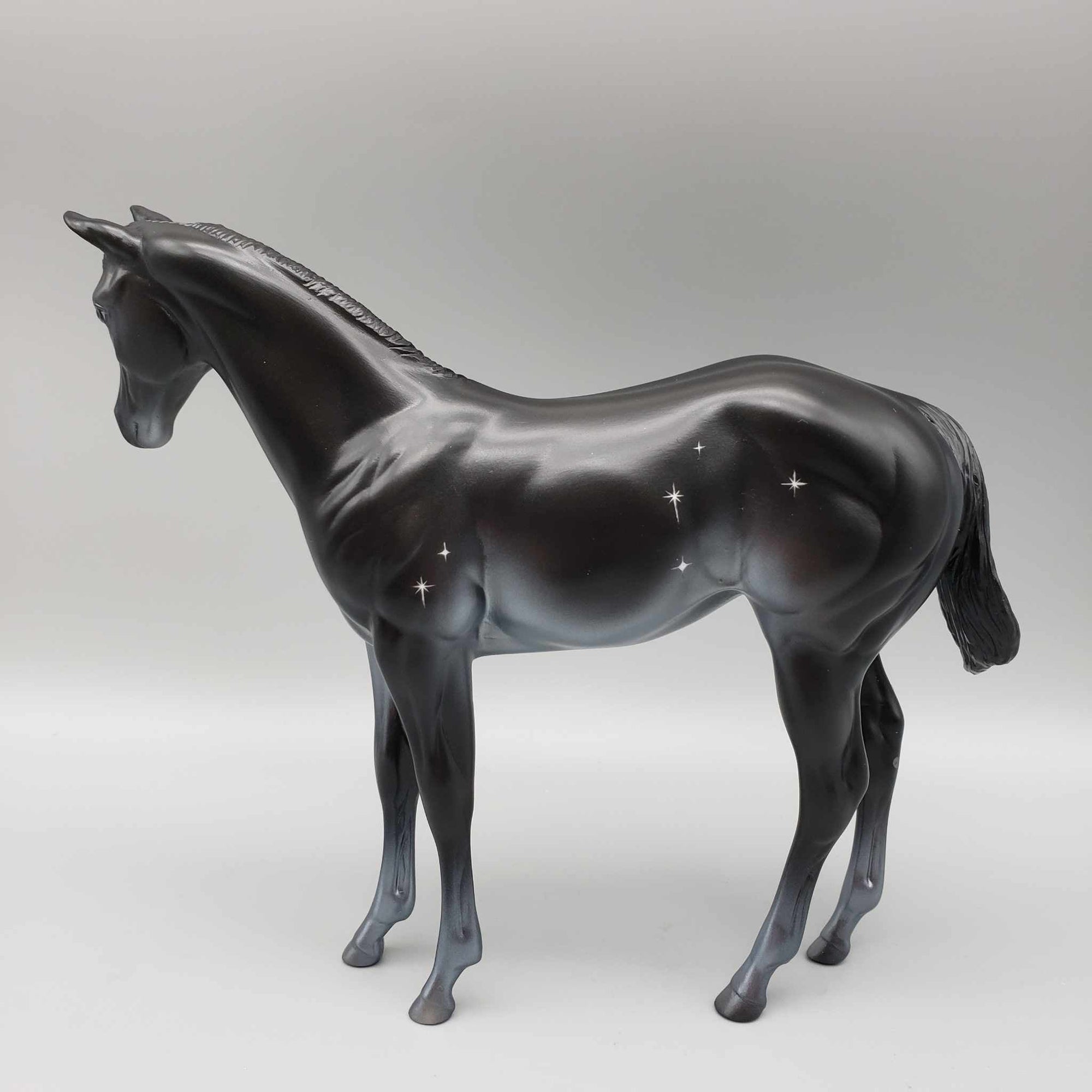 Cold Starlit Night OOAK Black and Pearl Deco w/ Etched Stars Weanling By Ashley Palmer Holiday Sale HS23