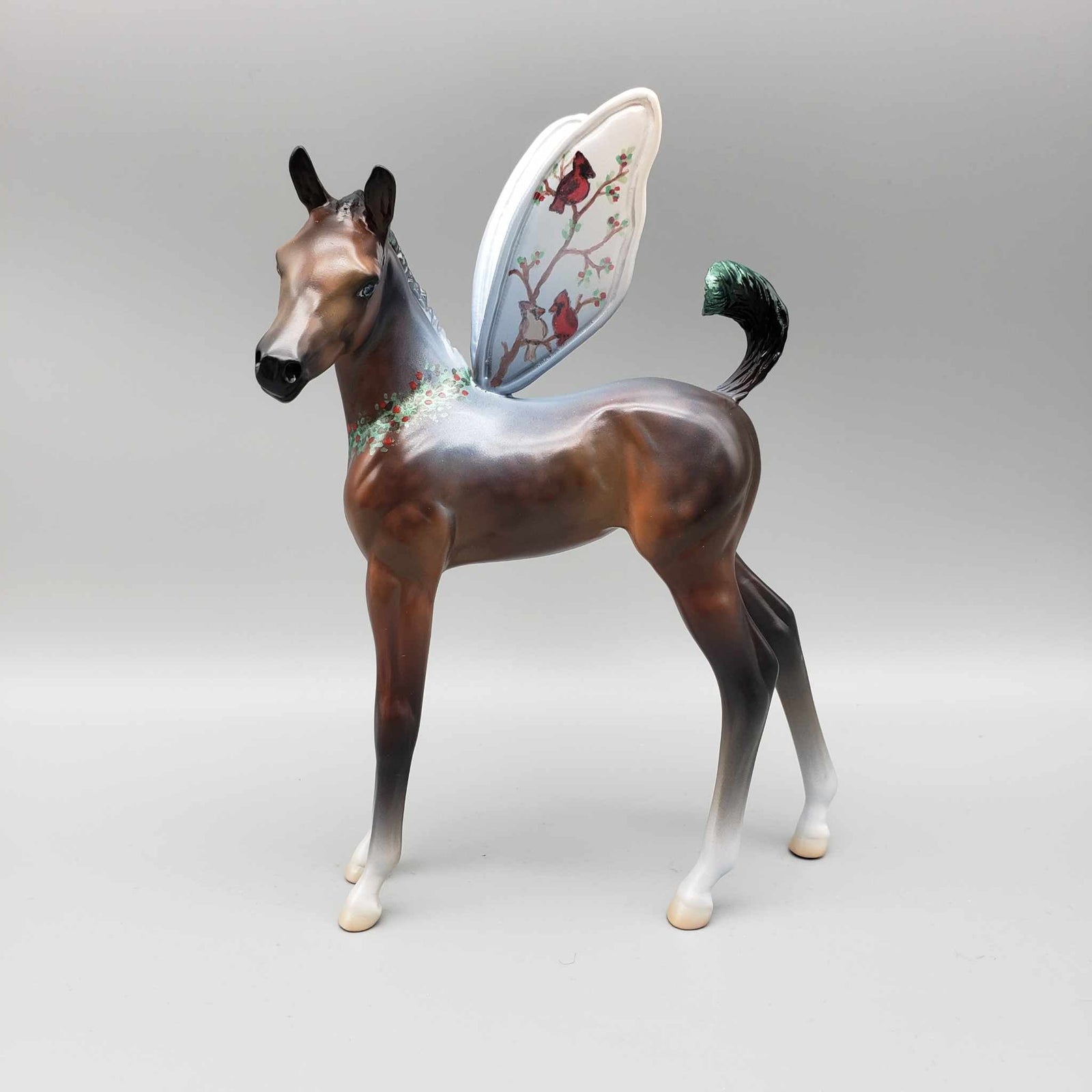Always With You OOAK Bay Arab Fairy Foal with Iridescent Snow on Back and Wreath Around the Neck By Jess Hamill Holiday Best Offers 12/11/23