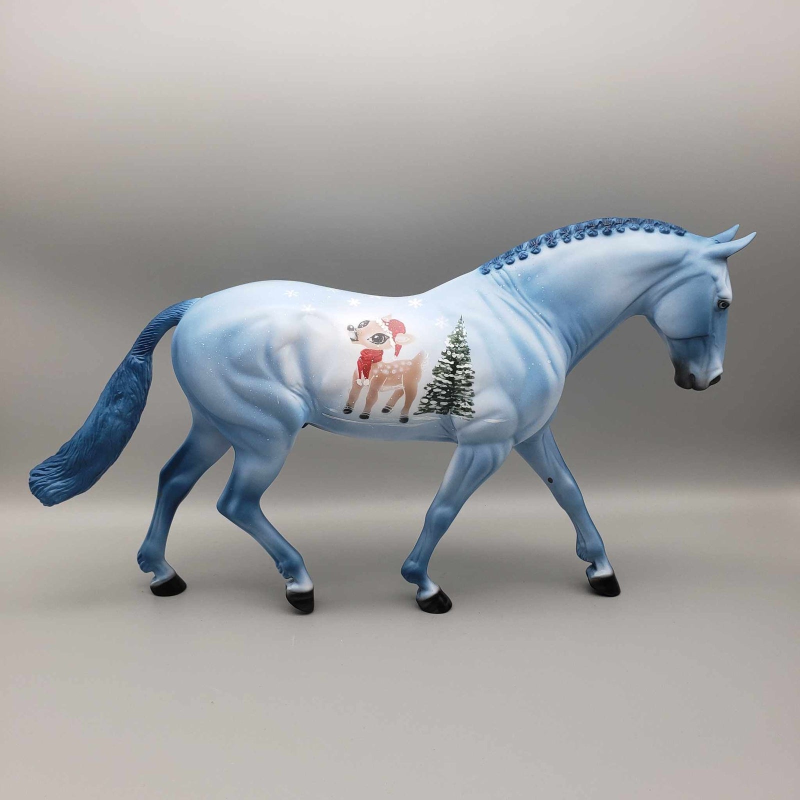 Holiday Baby OOAK Blue W/ Baby Deer  Deco Irish Draft By Dawn Quick Holiday Sale HS23