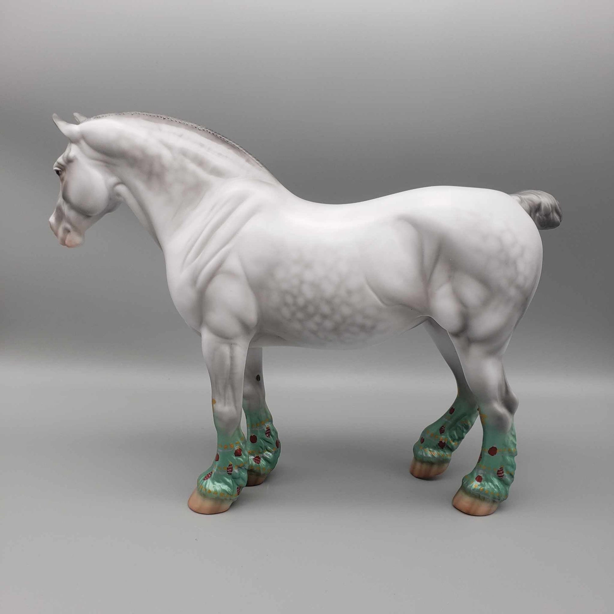 Joyful OOAK Dappled Gray Deco X-Mas Tree Socks Heavy Draft By Jess Hamill Holiday Sale HS23