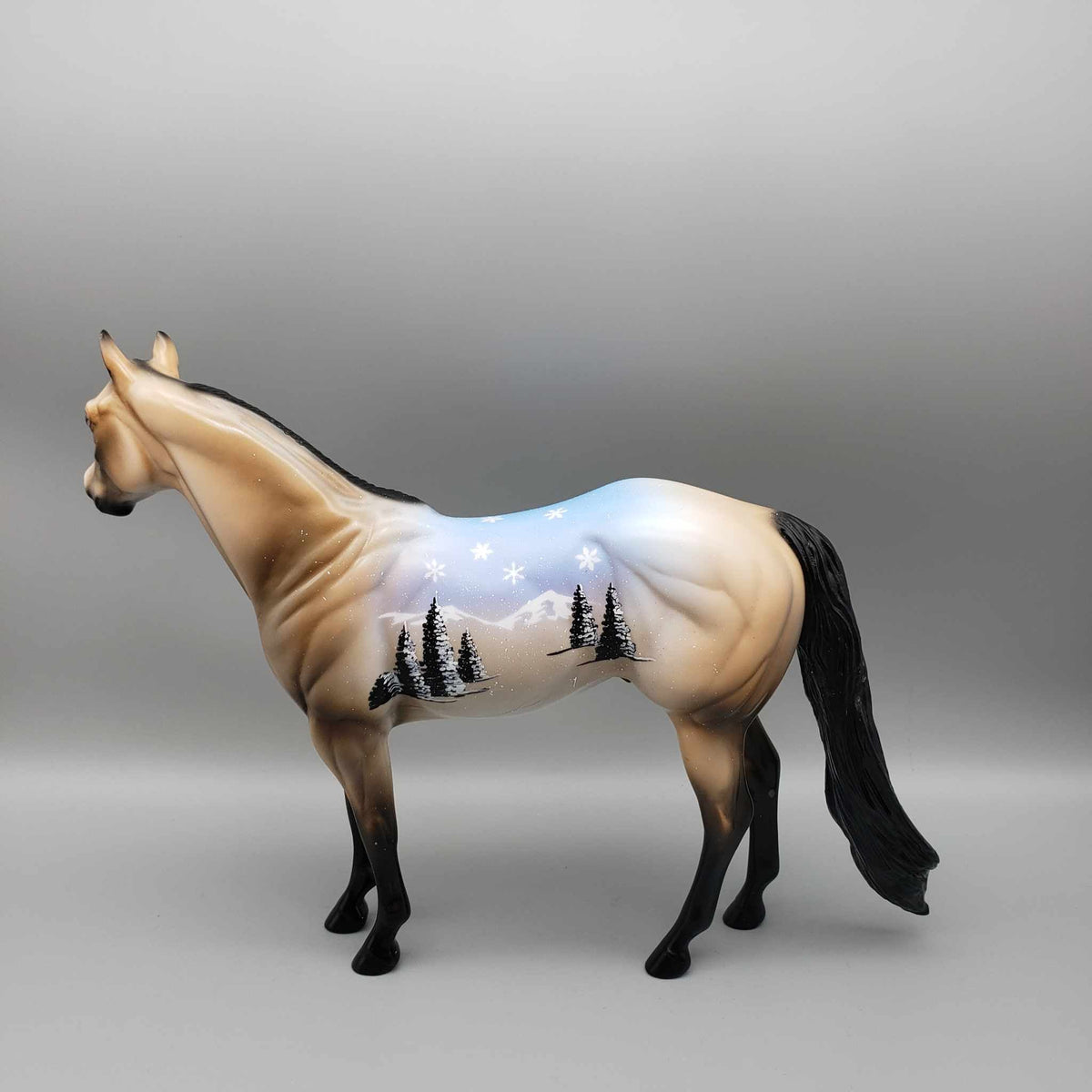 Baraf OOAK Deco Buckskin W/ Winter Mountain Snow Scene ISH By Dawn Quick Holiday Sale HS23