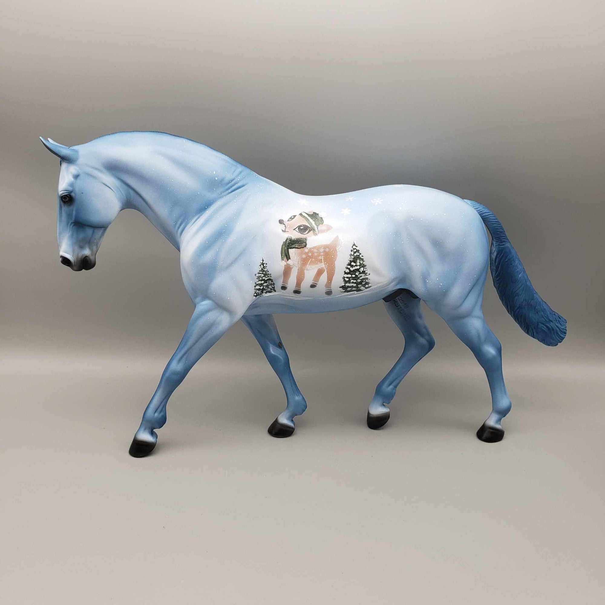 Holiday Baby OOAK Blue W/ Baby Deer  Deco Irish Draft By Dawn Quick Holiday Sale HS23