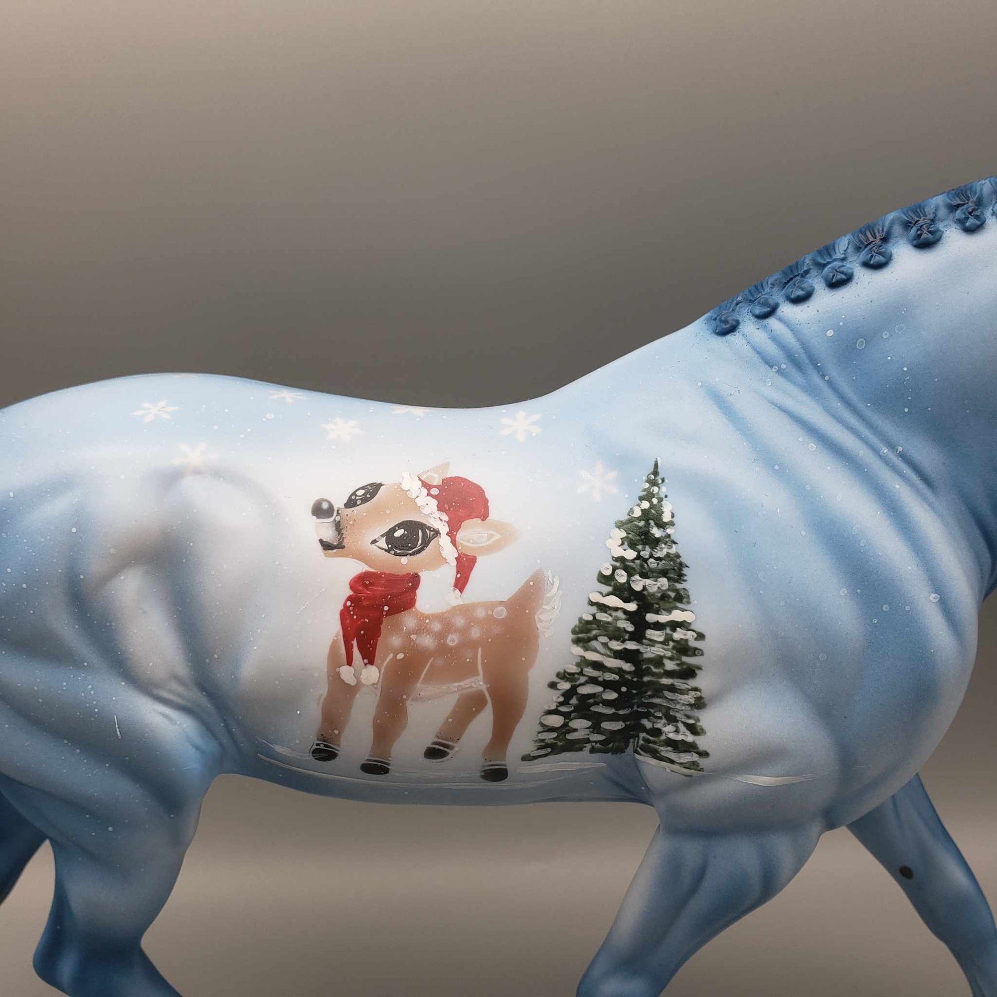 Holiday Baby OOAK Blue W/ Baby Deer  Deco Irish Draft By Dawn Quick Holiday Sale HS23