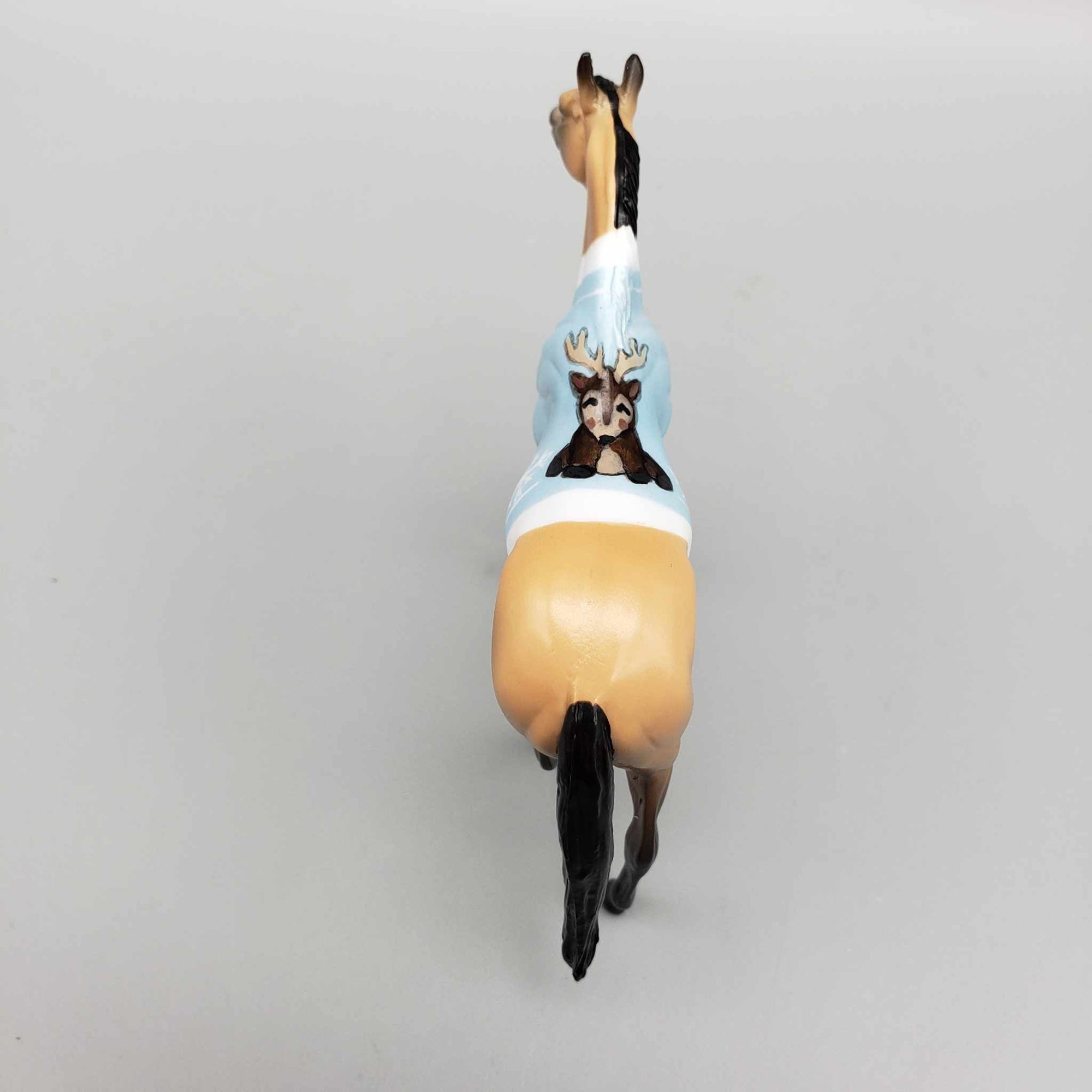 Deer Sweater OOAK Deco Buckskin W/ Blue Deer Sweater Thoroughbred Chip By Jess Hamill Holiday Sale HS23