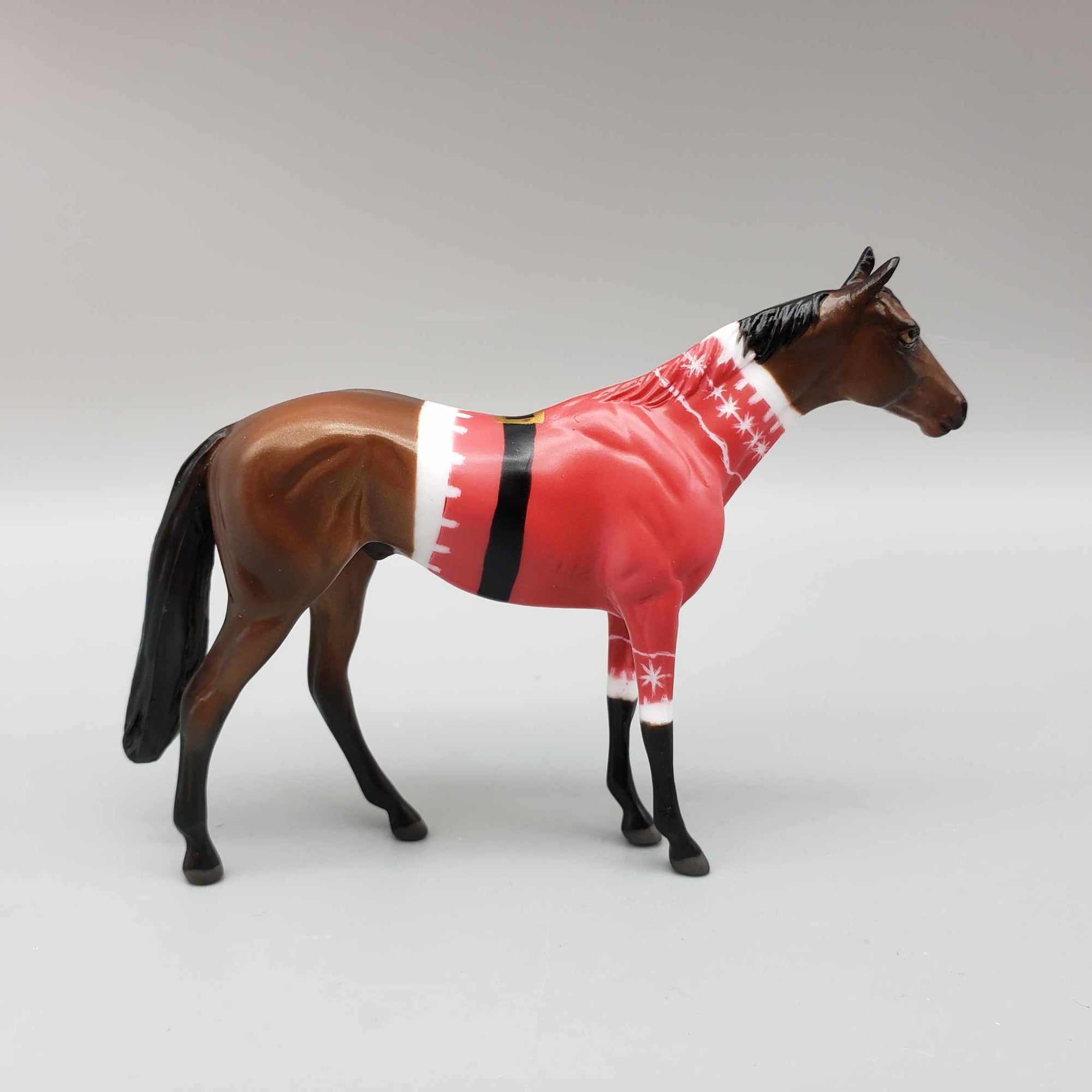 Santa Sweater OOAK Deco Bay W/ Santa Sweater Thoroughbred Chip By Jess Hamill Holiday Sale HS23