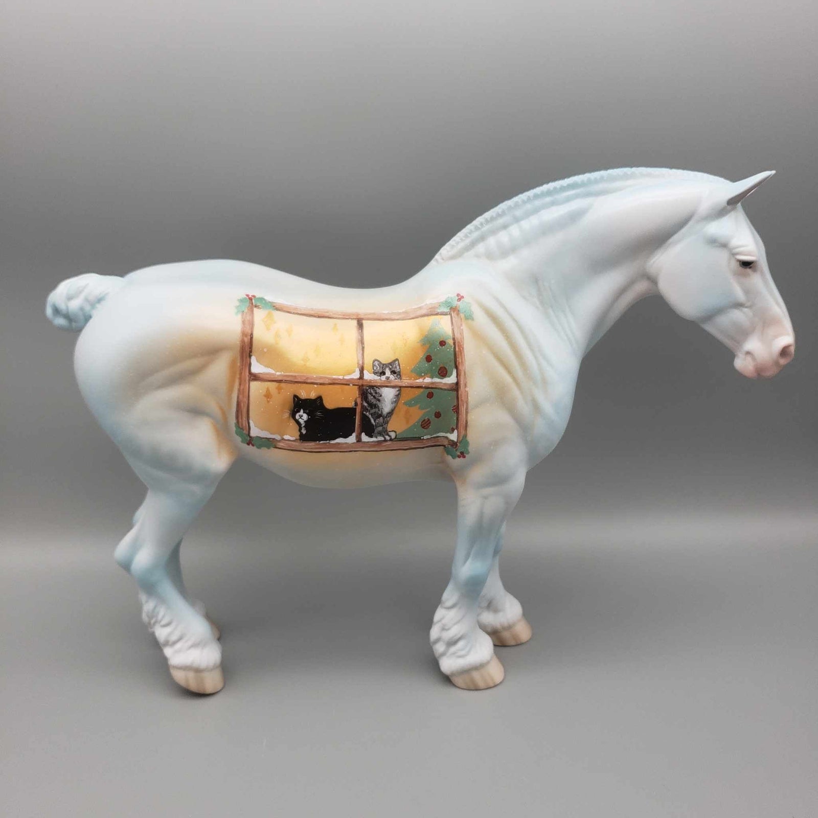 Wisker Wonderland OOAK  Light Blue Deco W/ Cats in Window Draft By Jess Hamill Holiday Sale HS23