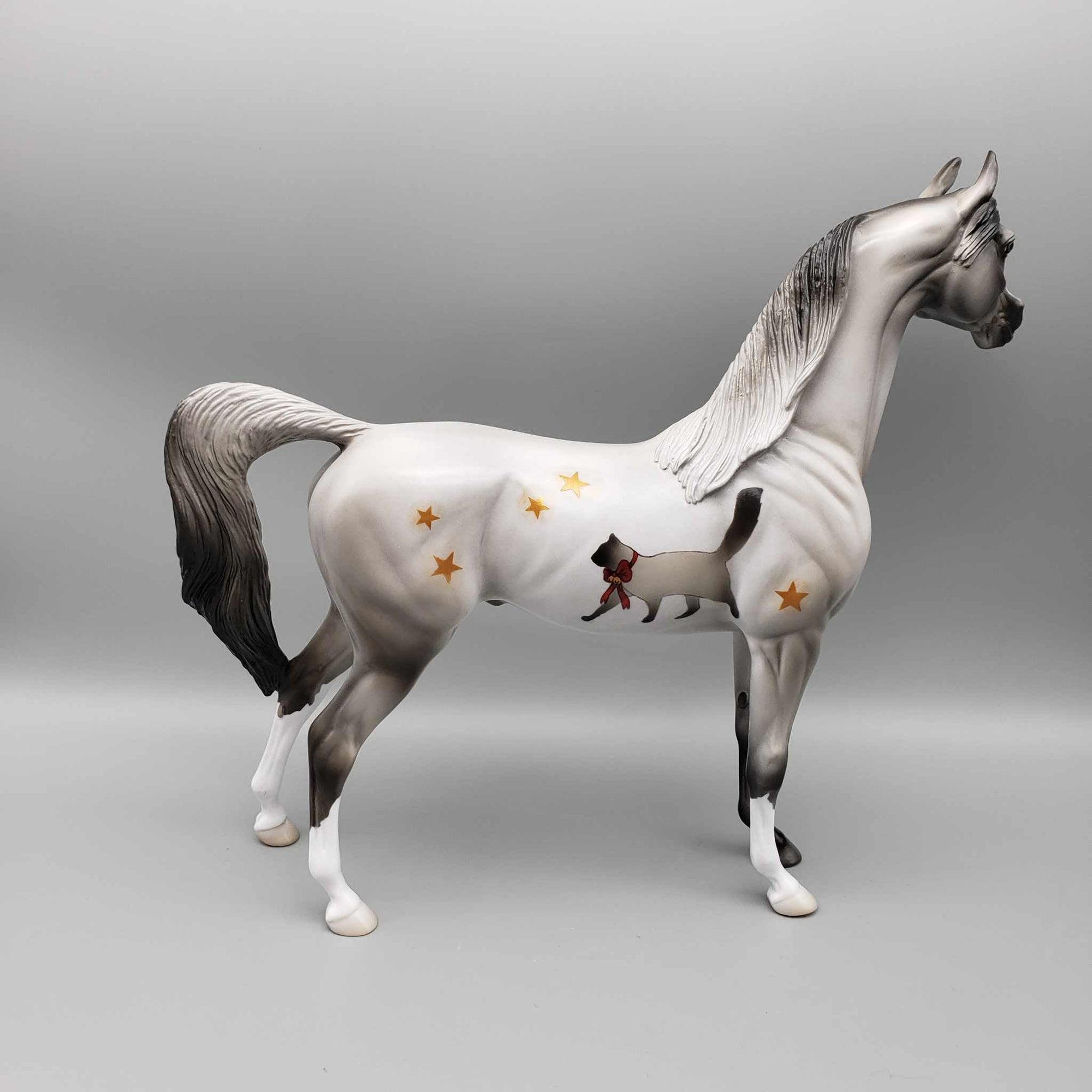 Jingle Kitty OOAK Grulla W/ Kitty &amp; Stars Deco Arabian By Jess Hamill Holiday Sale HS23