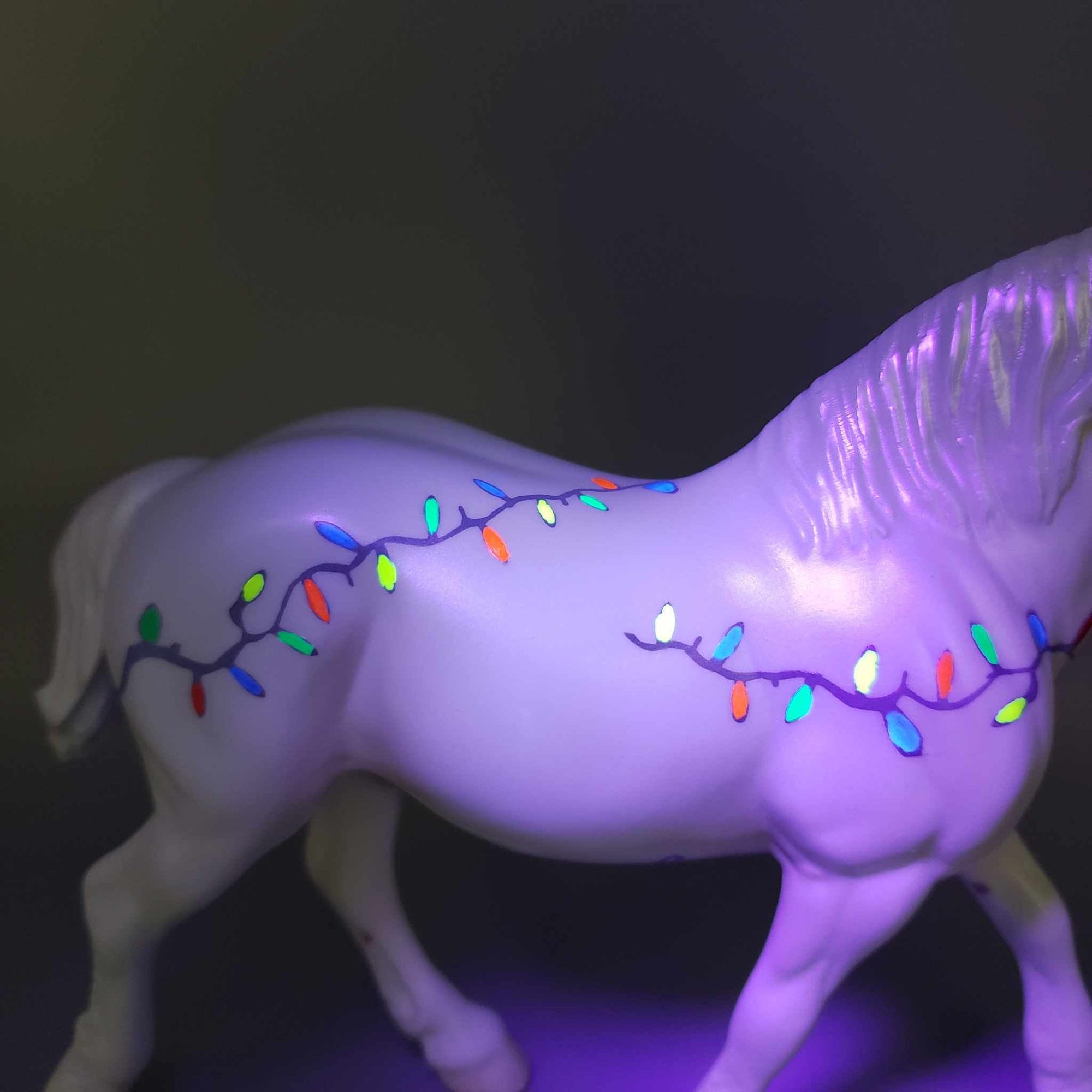 Twinkle Lights Series OOAK White Deco W/ Blacklight Reactive X-Mas Lights Draft Pebble By Jess Hamill Holiday Sale HS23