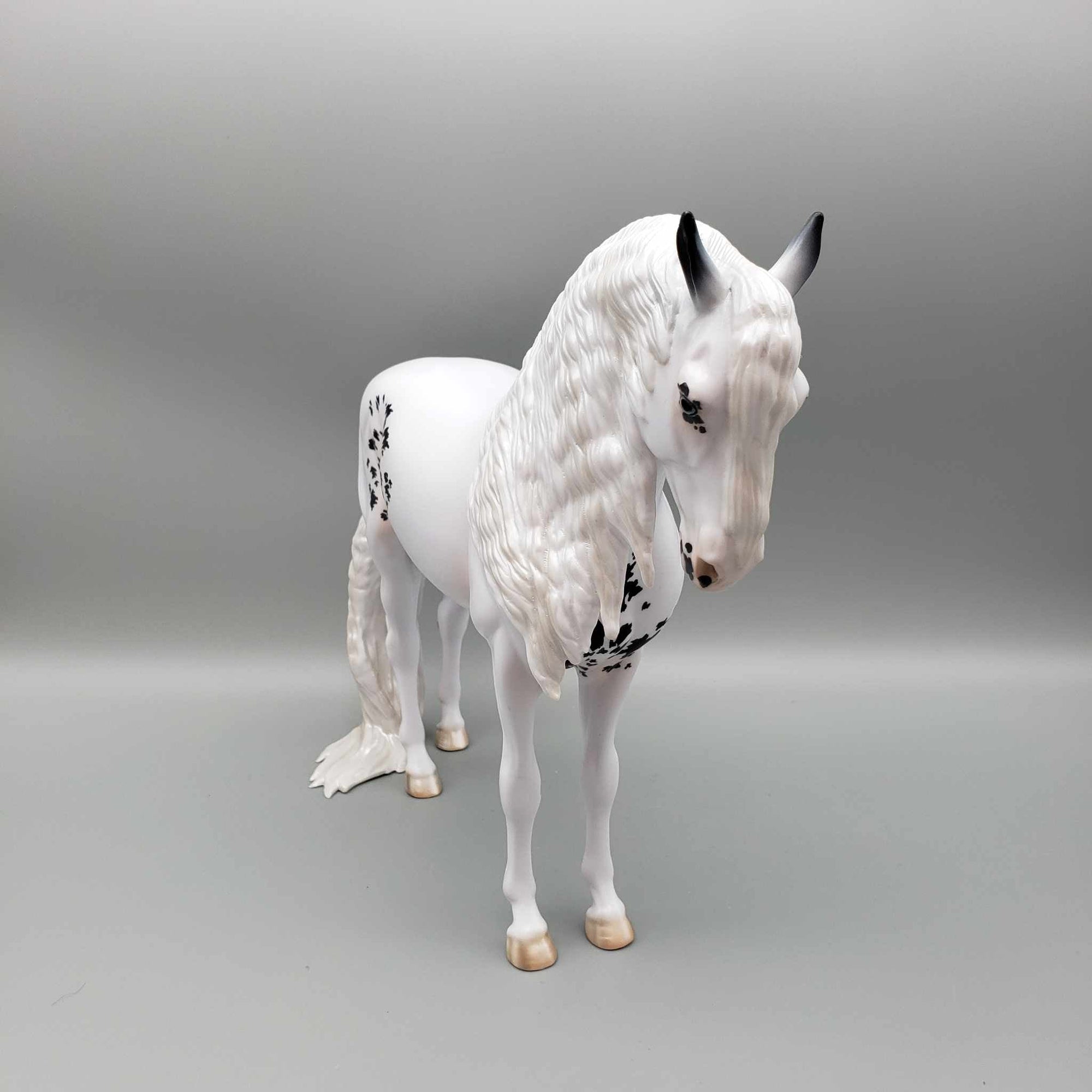 Snow Camo OOAK Black &amp; White Sabino W/ Long Mane &amp; Puddle Tail Andalusian By Jess Hamill Holiday Sale HS23