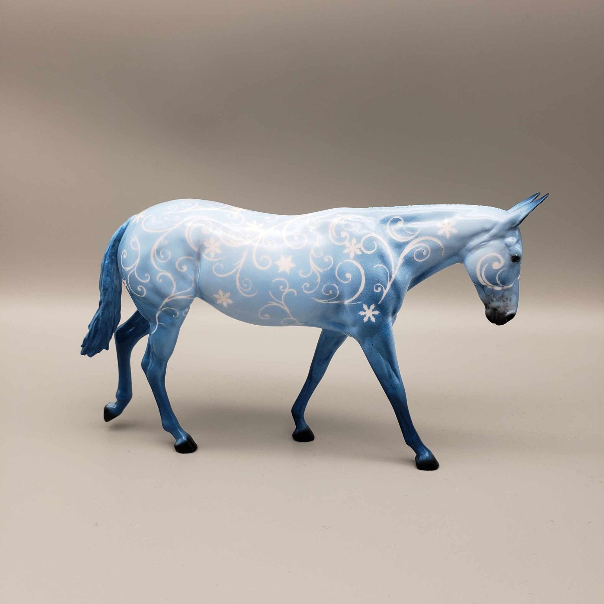 Winter Winds OOAK Deco Blue W/ Snowflaks &amp; Swirls Mule Pebble By Dawn Quick Holiday Sale HS23