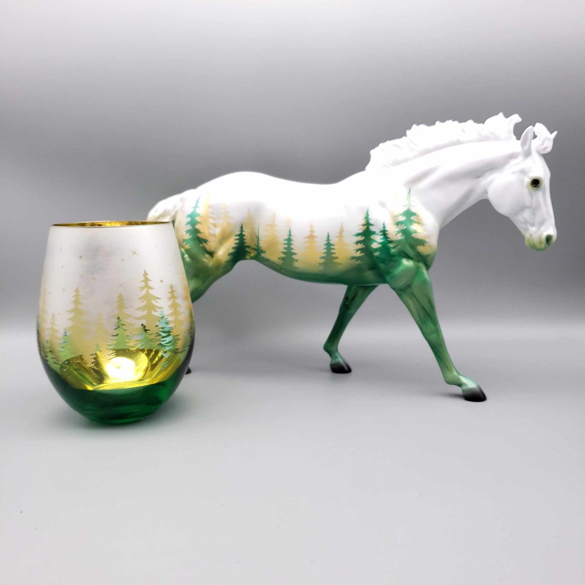 Silent Winter OOAK Deco Remington and Candle Holder Set By Ashley Palmer Facebook Auction Holiday Sale HS23