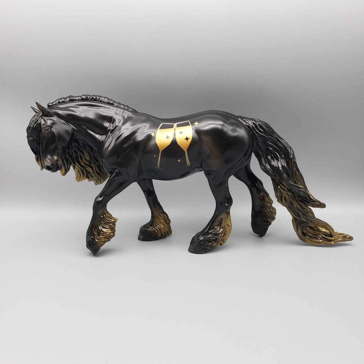 Midnight Toast OOAK Black and Gold Deco Irish Cob By Angela Marleau New Year Sales Collection NY23