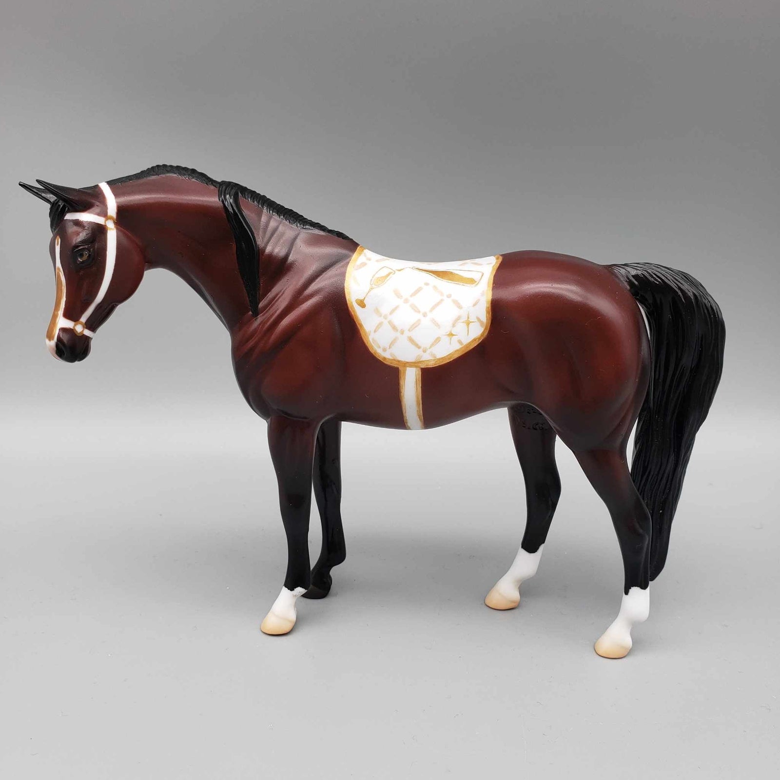 I'll Drink To That OOAK Bay Pebble Arabian with Handpainted Tack By Jess Hamill New Year Sales Collection NY23