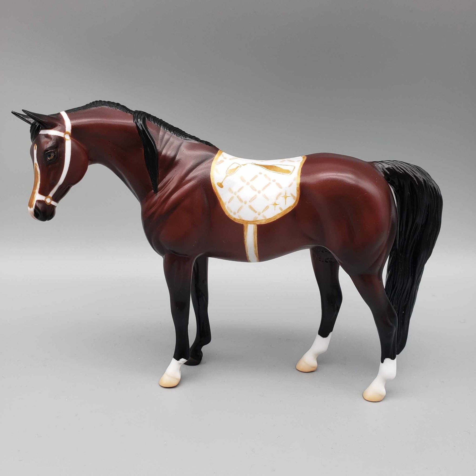 I'll Drink To That OOAK Bay Pebble Arabian with Handpainted Tack By Jess Hamill New Year Sales Collection NY23