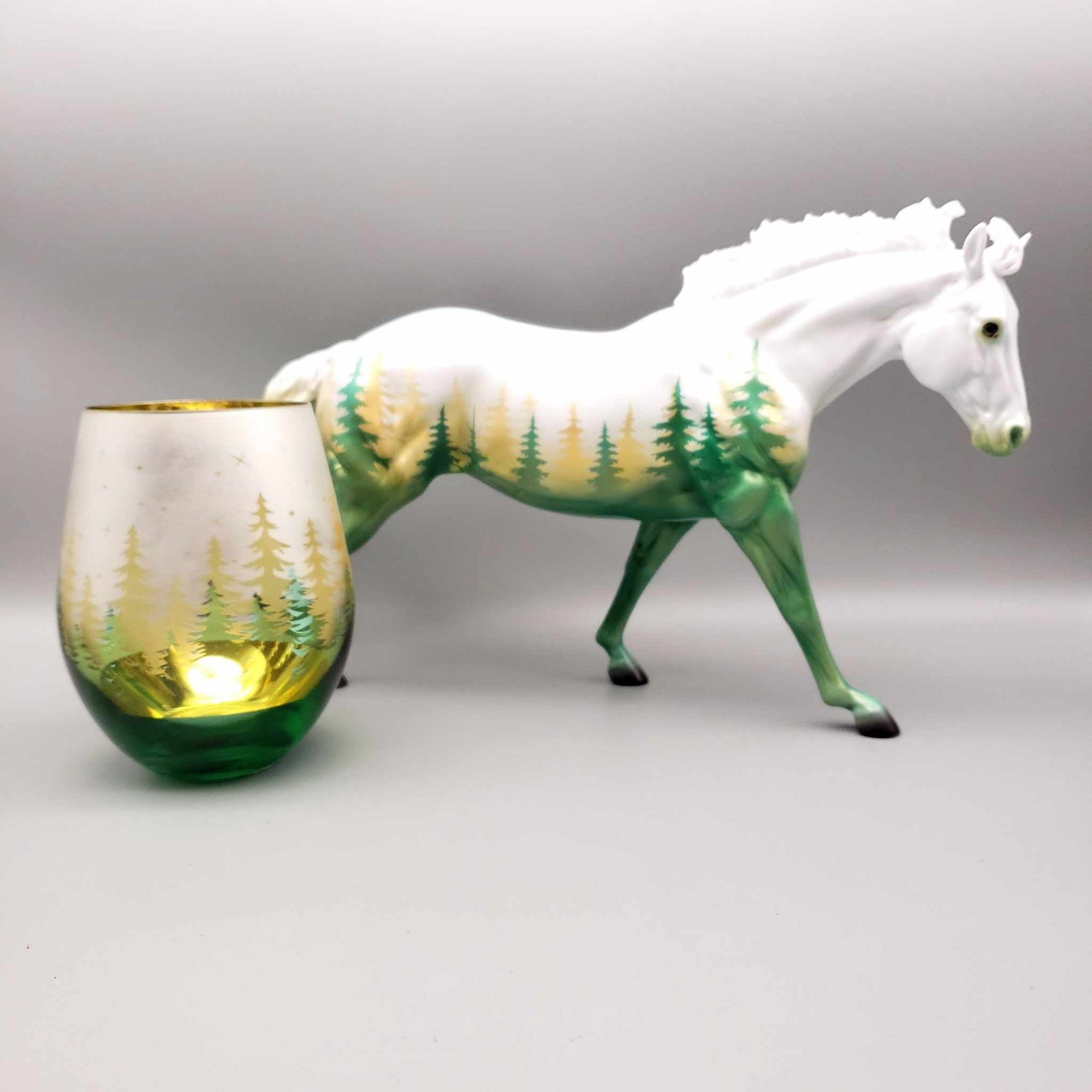 Silent Winter OOAK Deco Remington and Candle Holder Set By Ashley Palmer Facebook Auction Holiday Sale HS23