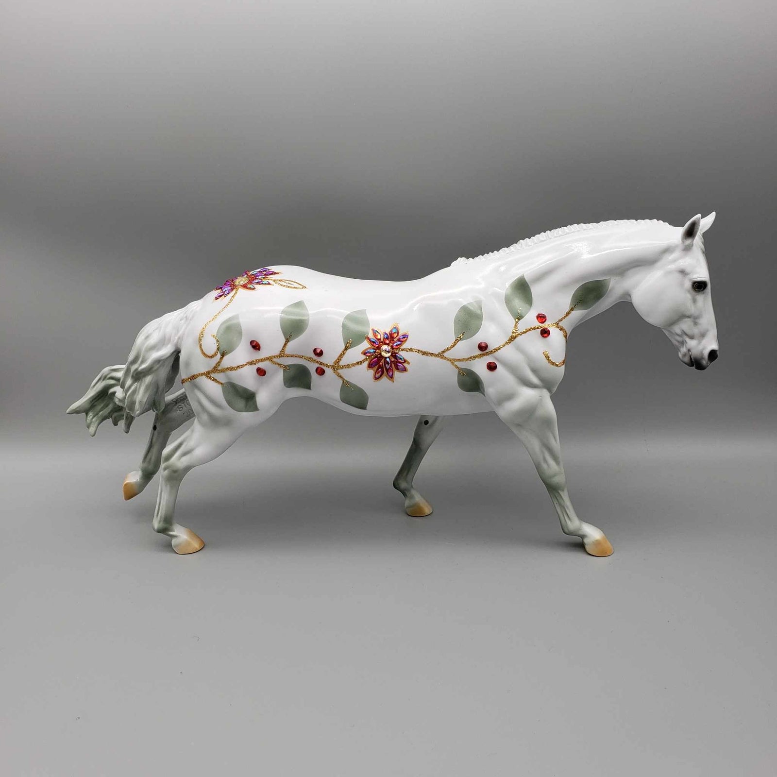 The Poinsettia Series OOAK Deco Bling Pearl W/ Poincettias, Berries & Vines Remington By Dawn Quick Holiday Sale HS23