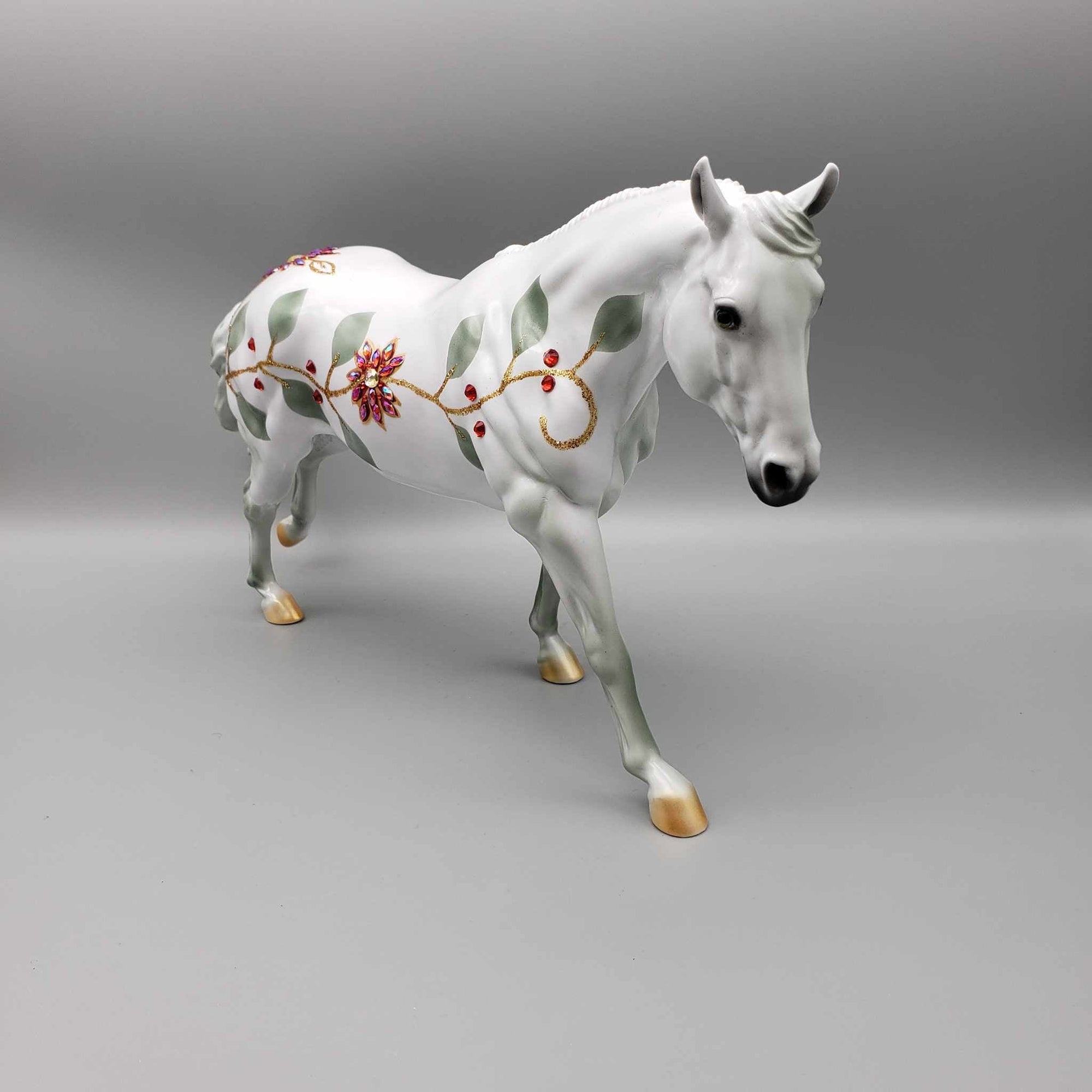 The Poinsettia Series OOAK Deco Bling Pearl W/ Poincettias, Berries &amp; Vines Remington By Dawn Quick Holiday Sale HS23