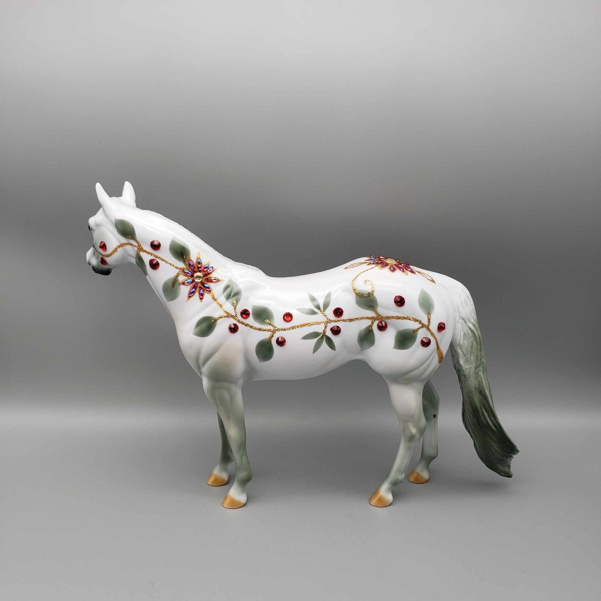 The Poinsettia Series OOAK Deco Bling Pearl W/ Poinsettias, Berries &amp; Vines ISH By Dawn Quick Holiday Sale HS23